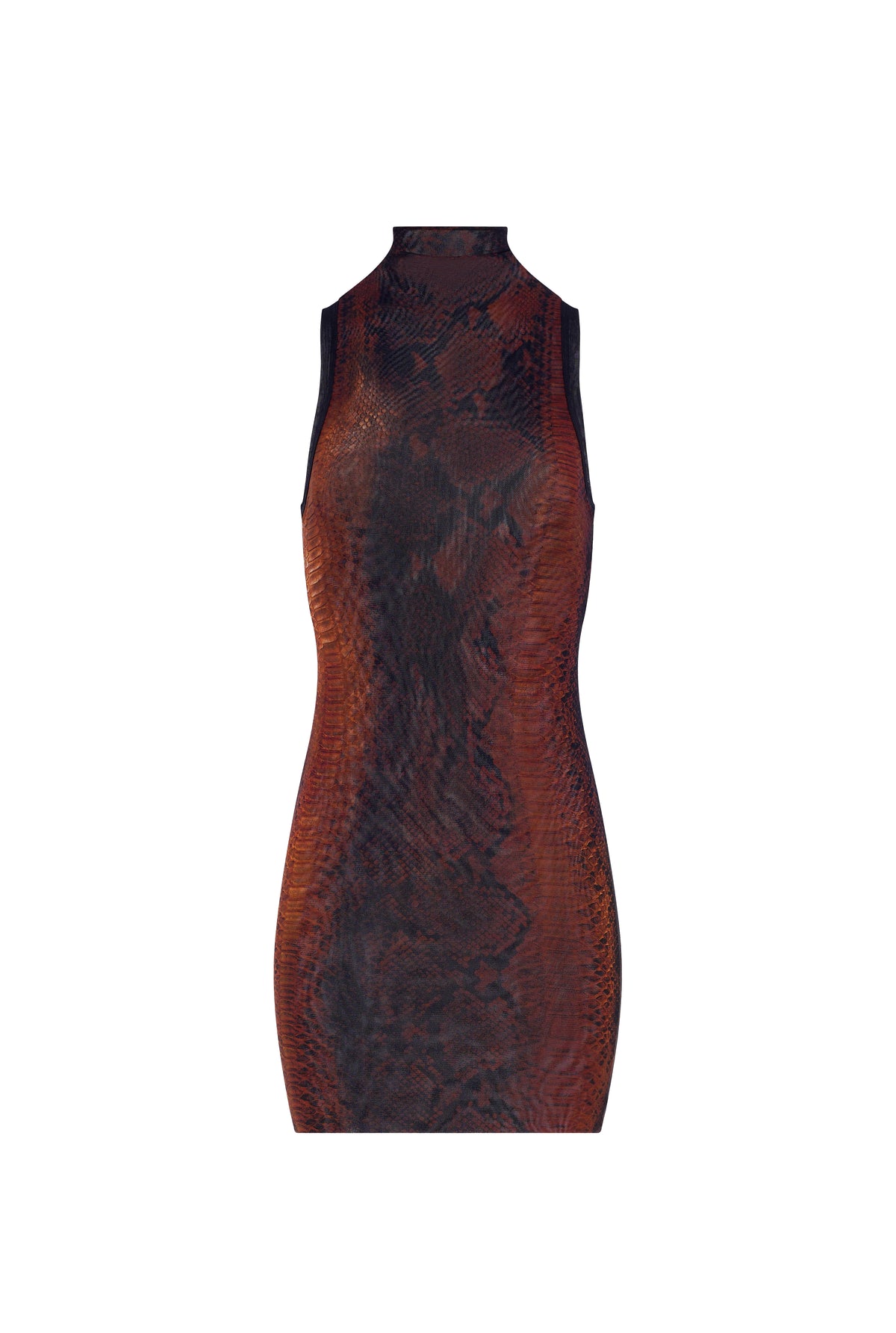 abito corto python donna nero e marrone 