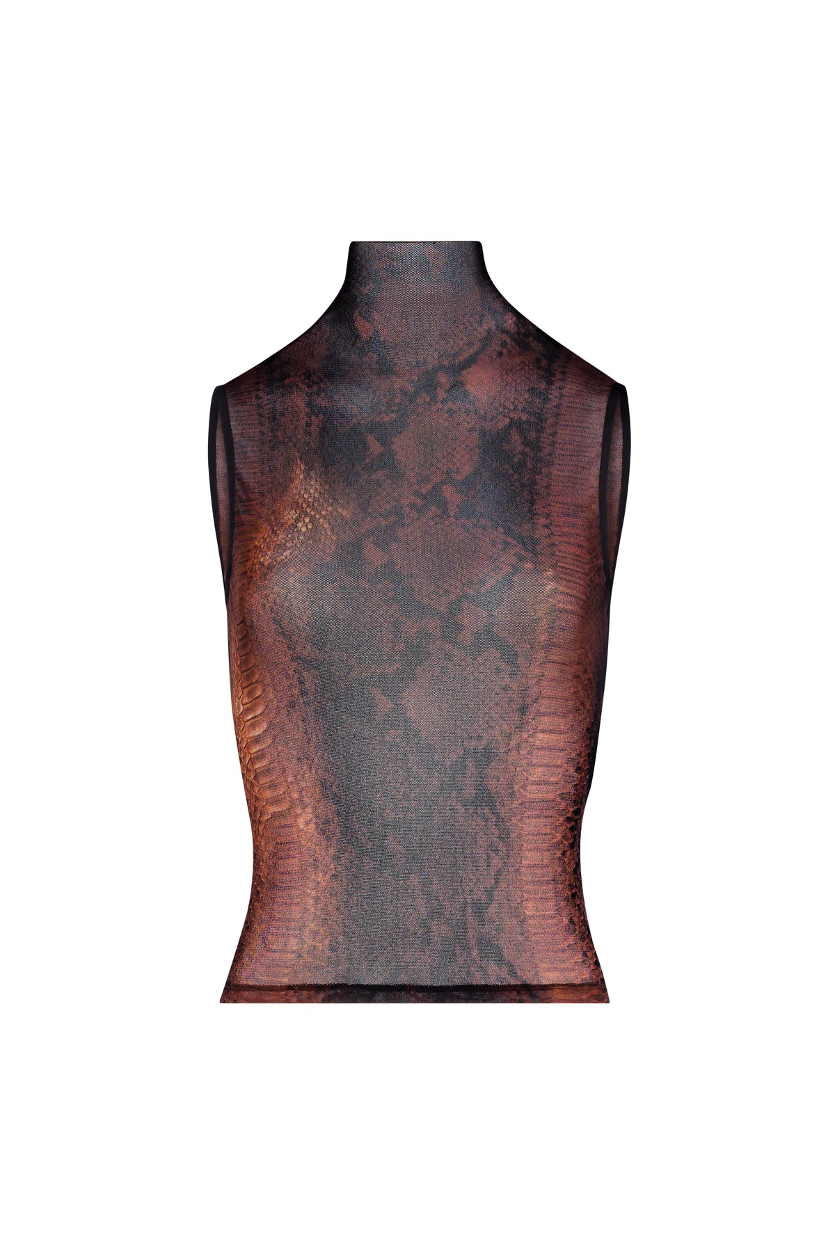 mesh tank top python donna nero e marrone 
