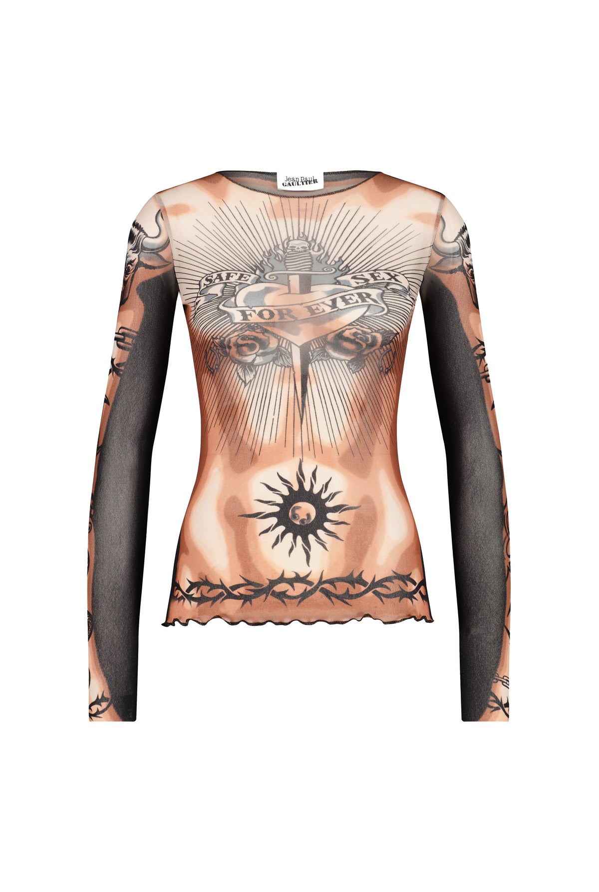 crew neck top donna nude marrone e nero 