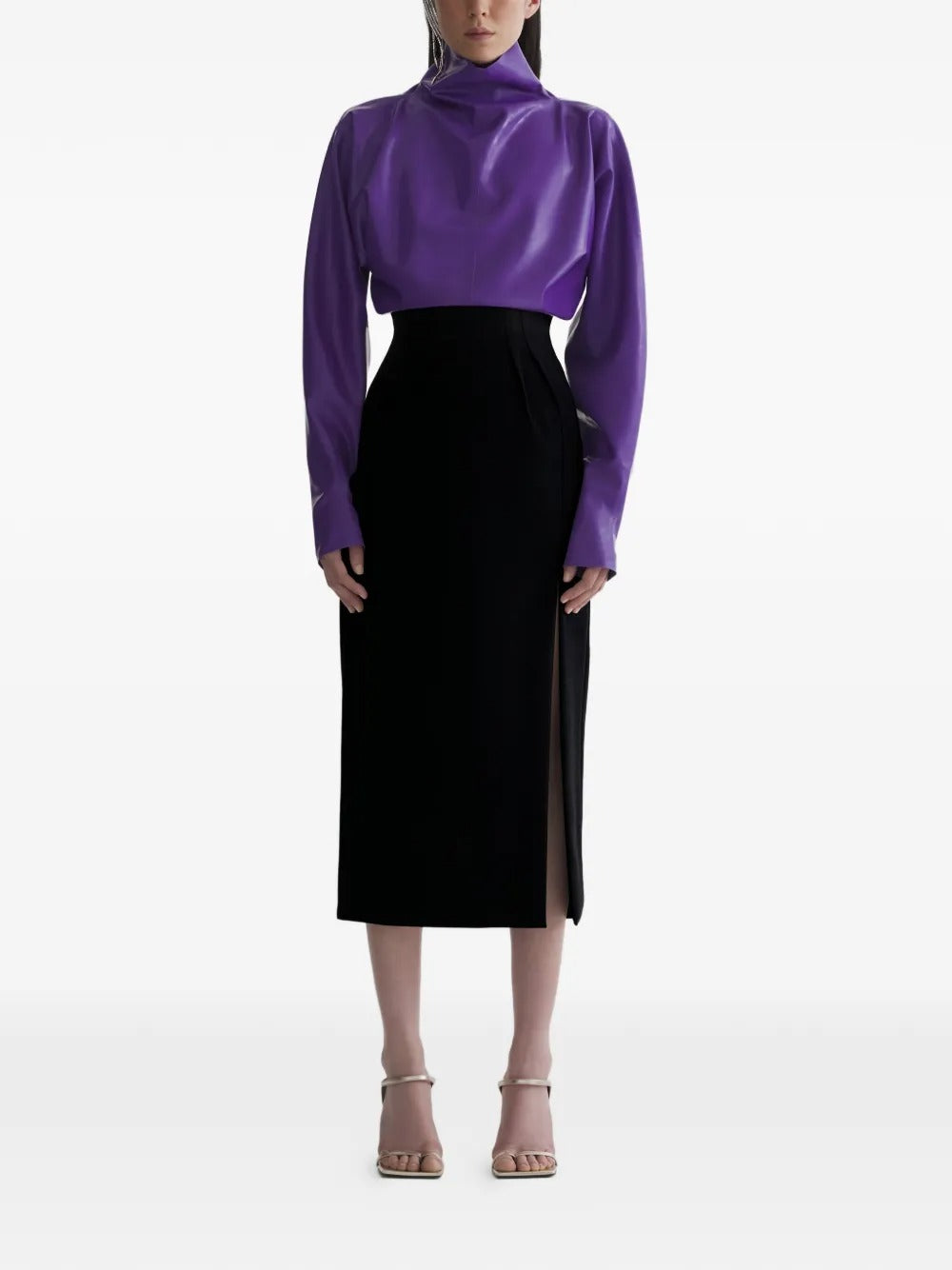 gonna midi tailored donna nera 