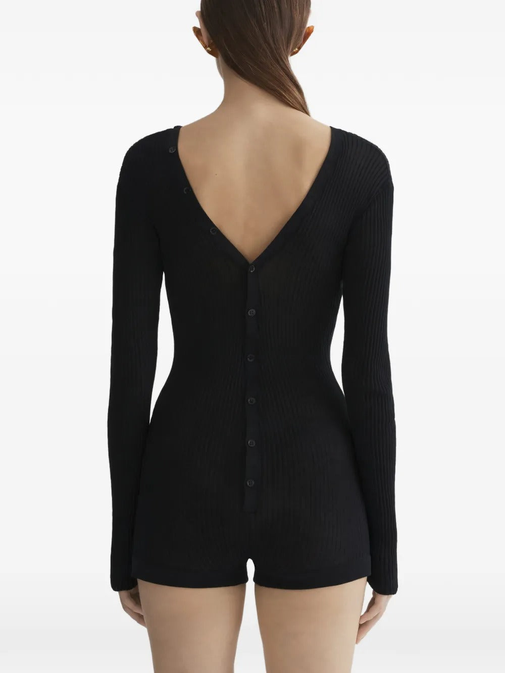 bodysuit knitted buttoned donna nera 