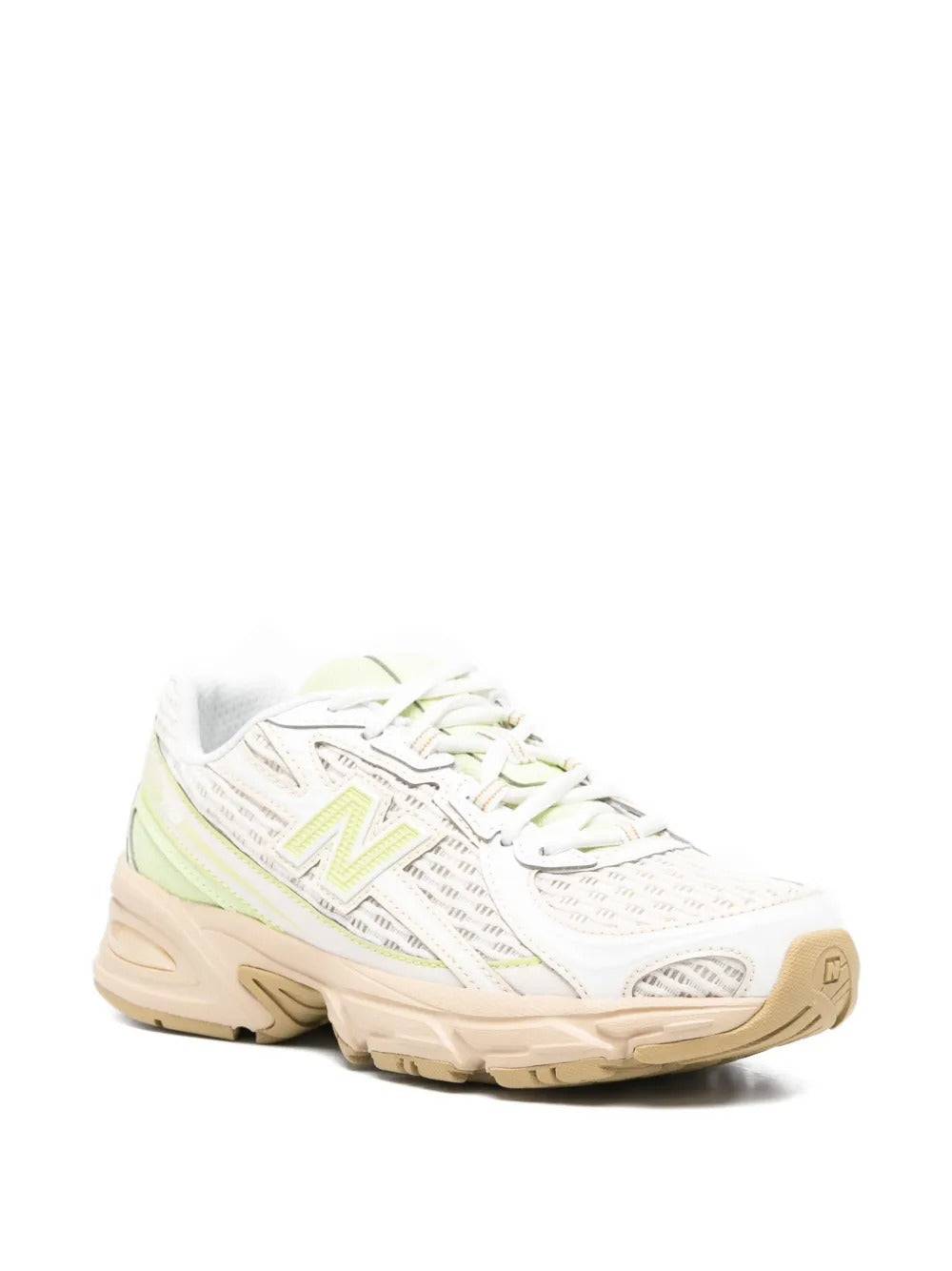 sneakers 740 unisex bianche e lime 