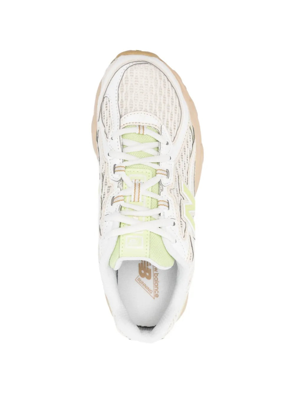 sneakers 740 unisex bianche e lime 