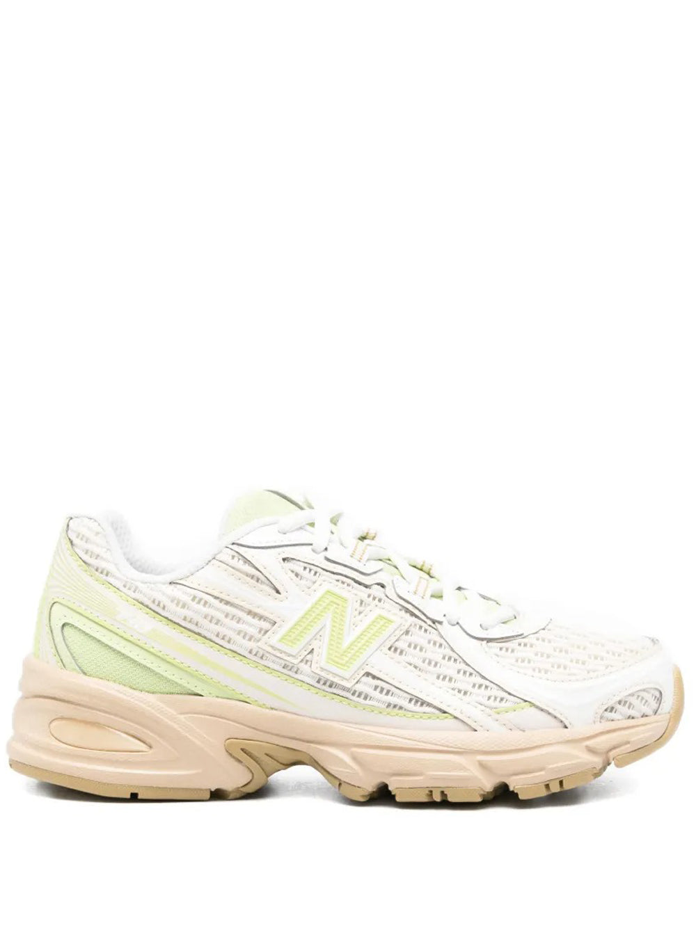sneakers 740 unisex bianche e lime 