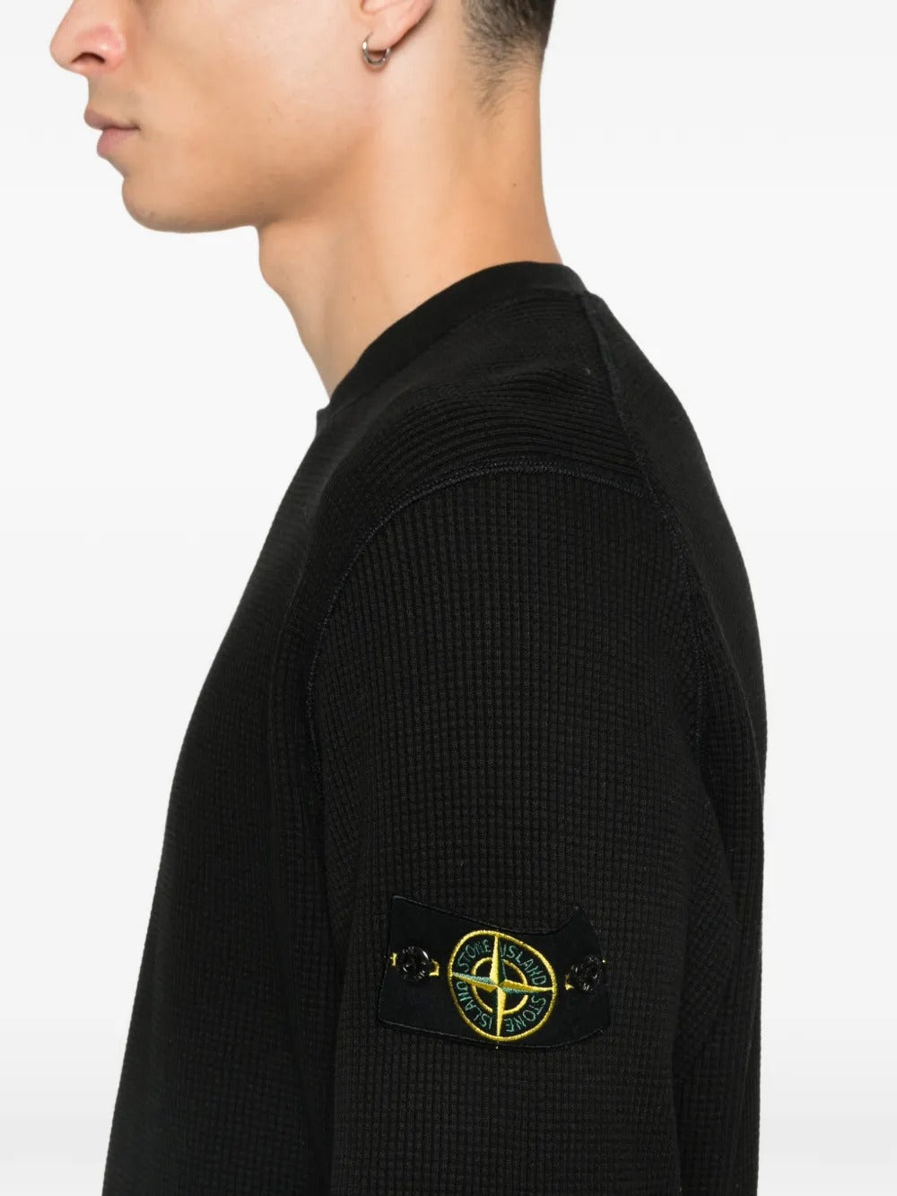 felpa 6100056 waffle fleece uomo nera 