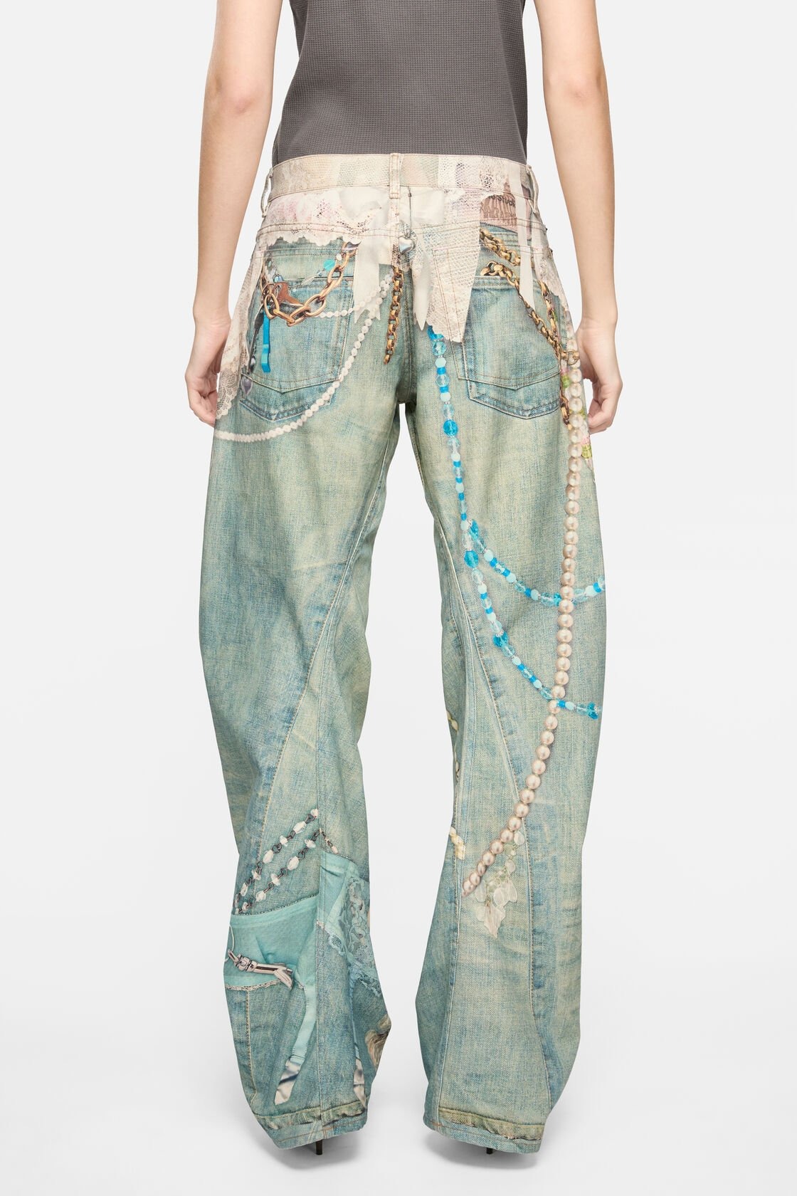 Acne Studios Losse Fit Jeans 2006 Woman White And Green In Green
