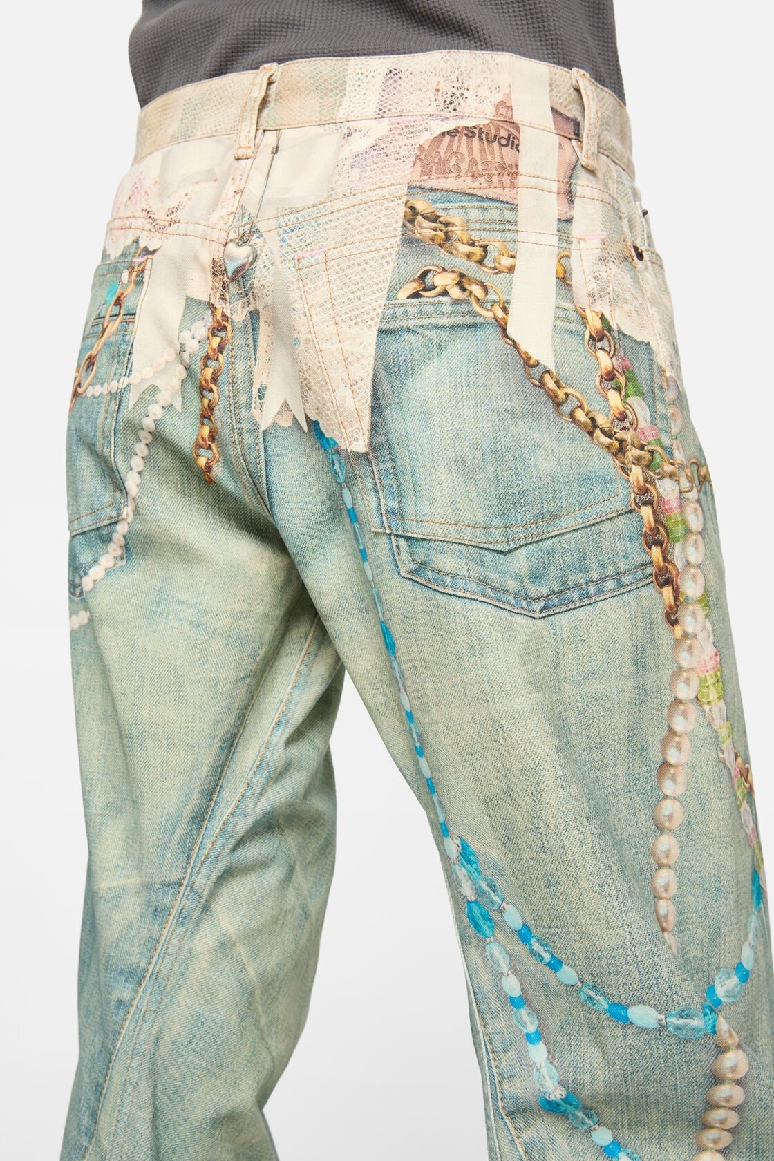 Acne Studios Losse Fit Jeans 2006 Woman White And Green In Green
