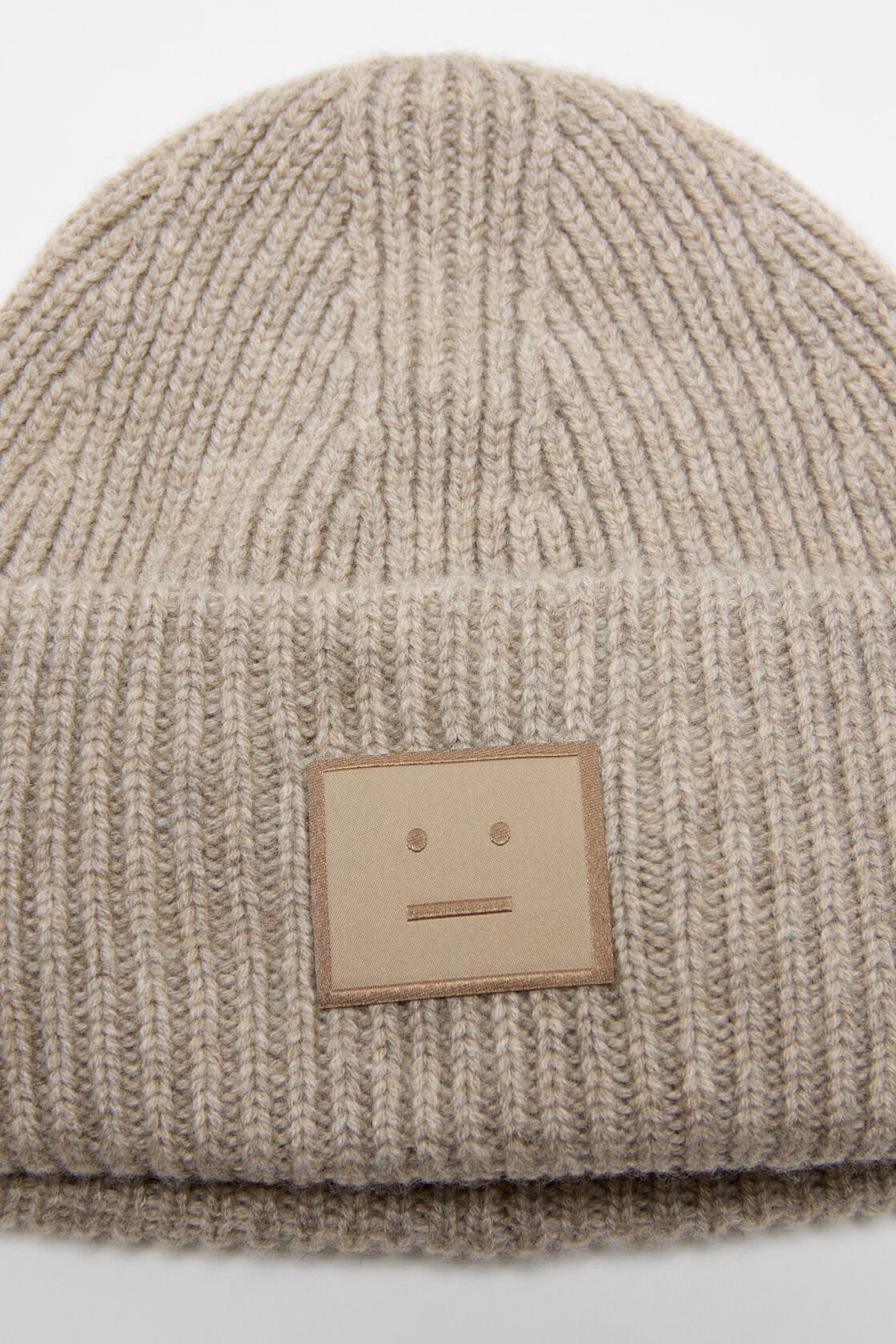 Acne Studios Large Face Logo Beanie Grey Melange In Gray