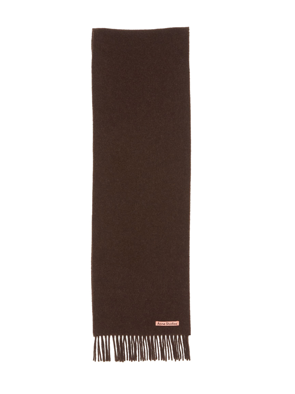 Acne Studios Womens Brown Melange Logo-patch Fringe Wool Scarf In Brown