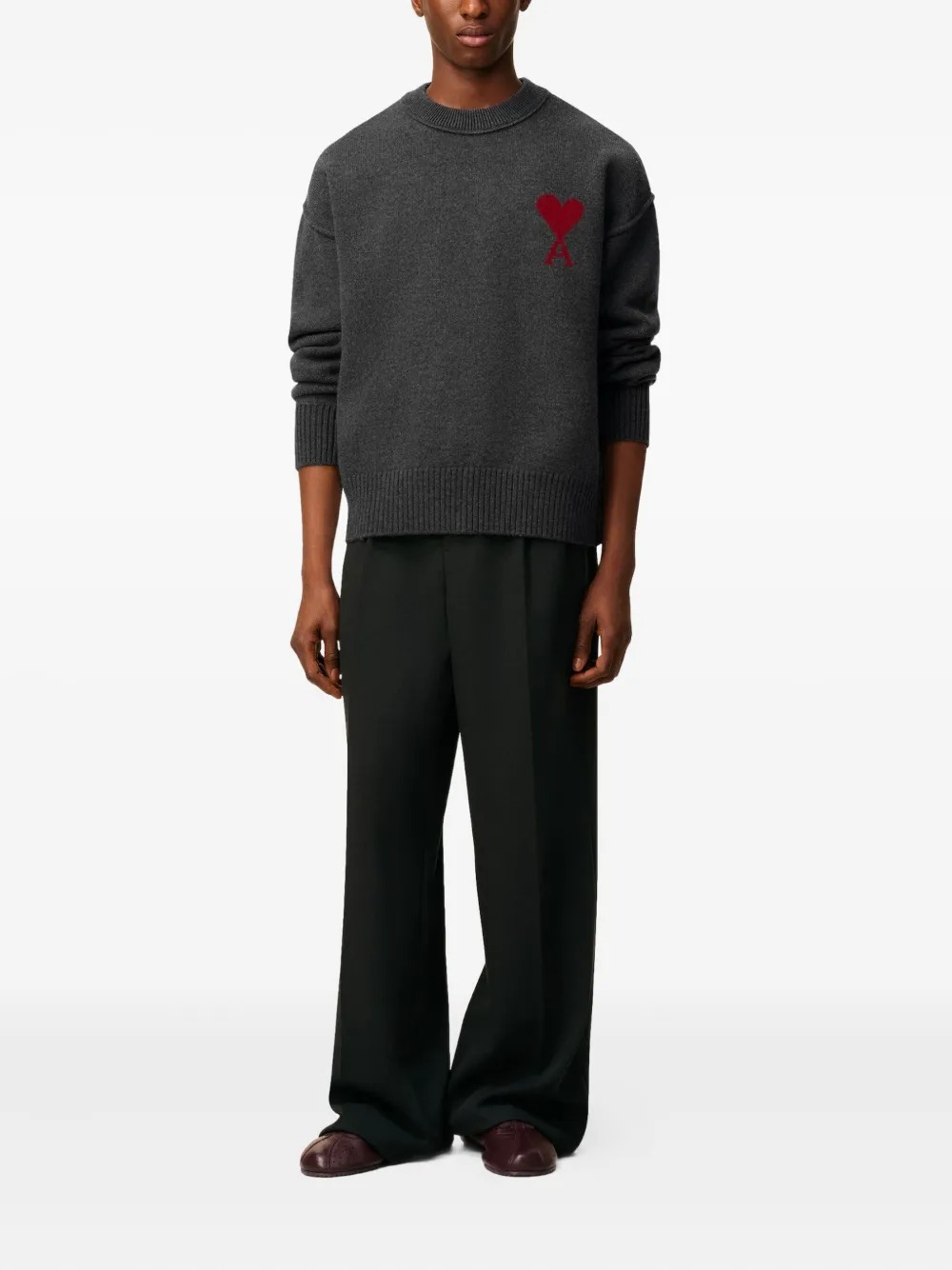 Ami Alexandre Mattiussi Adc Crewneck Sweater In Gray