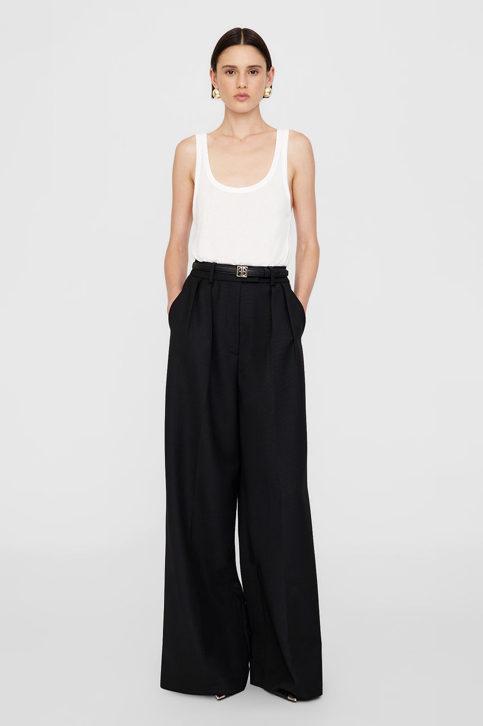 Anine Bing Lou Palazzo Trousers In Black