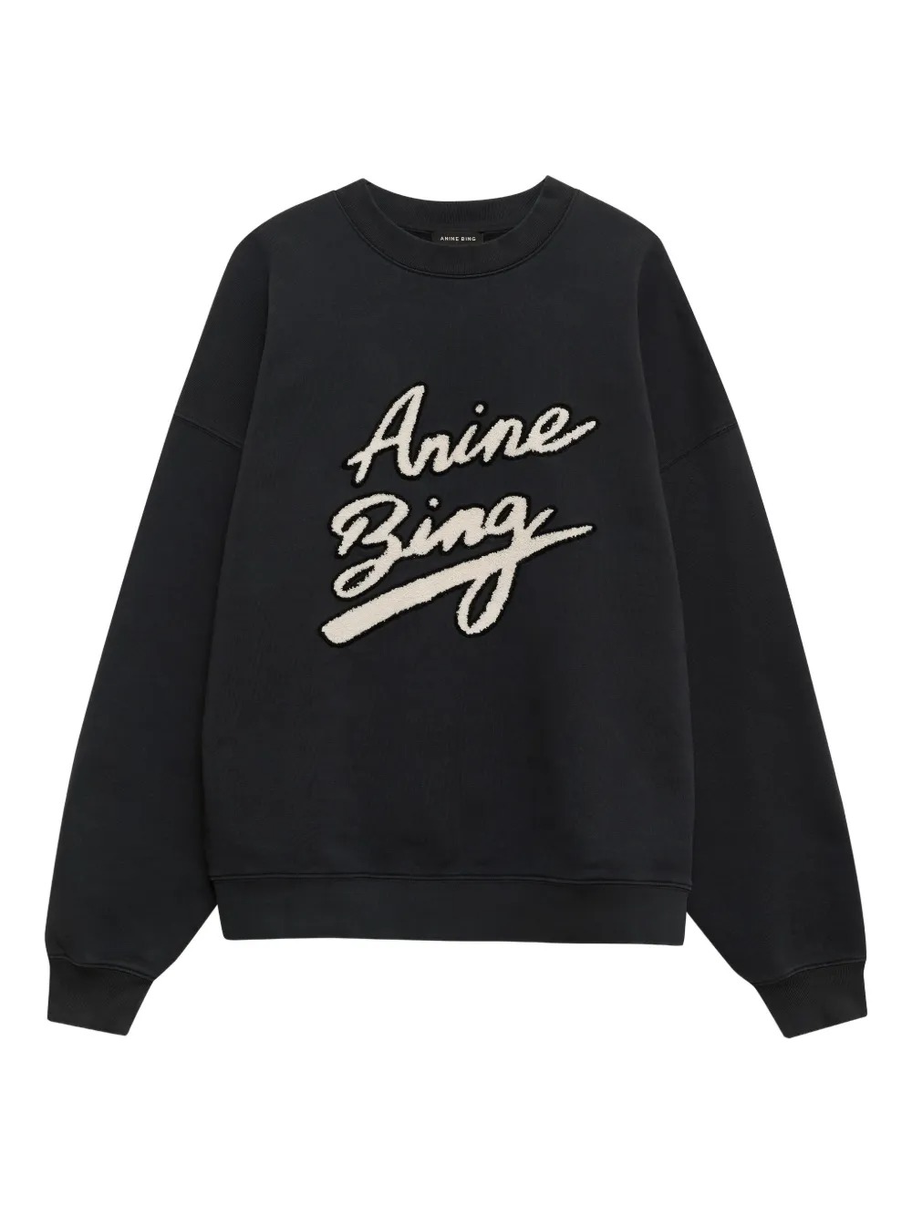Anine Bing Miles Sweatshirt Chenille Signature Woman Black In Black