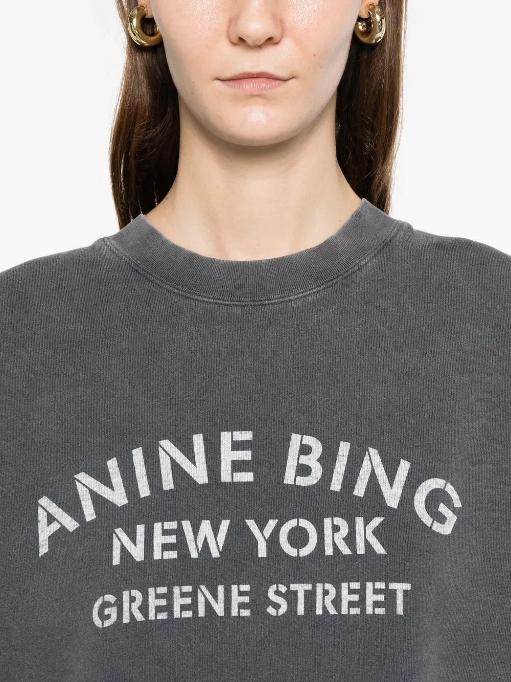 Anine Bing Miles Sweatshirt New York Woman Black In Gold