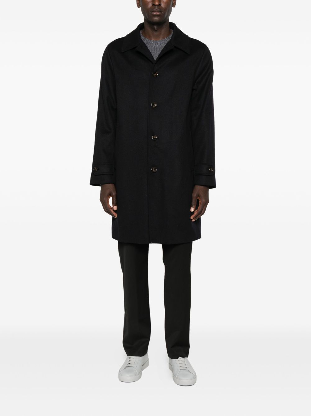 Aspesi Classic Collar Single Breasted Coat In Black