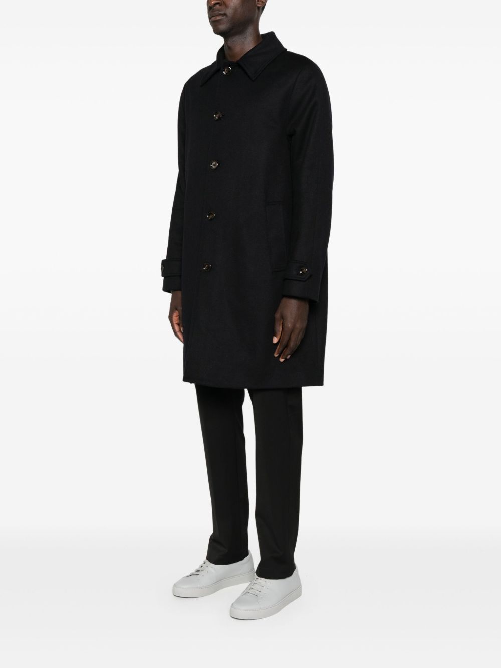 Aspesi Classic Collar Single Breasted Coat In Black