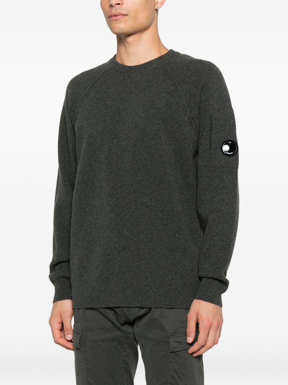 C.p. Company Lambswool Crewneck Swetaer In Black