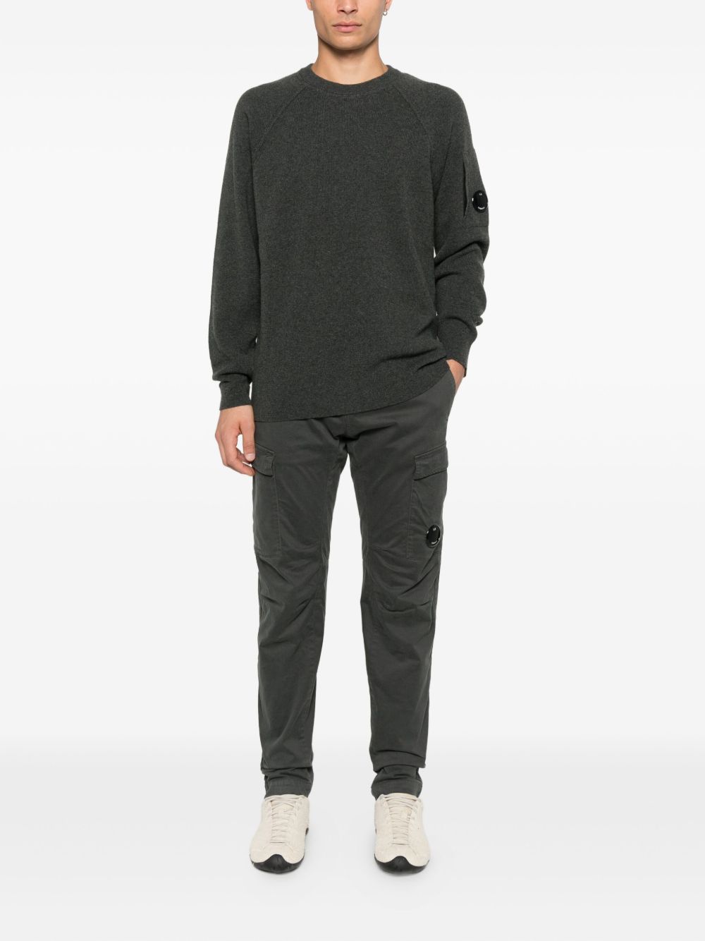 C.p. Company Lambswool Crewneck Swetaer In Black