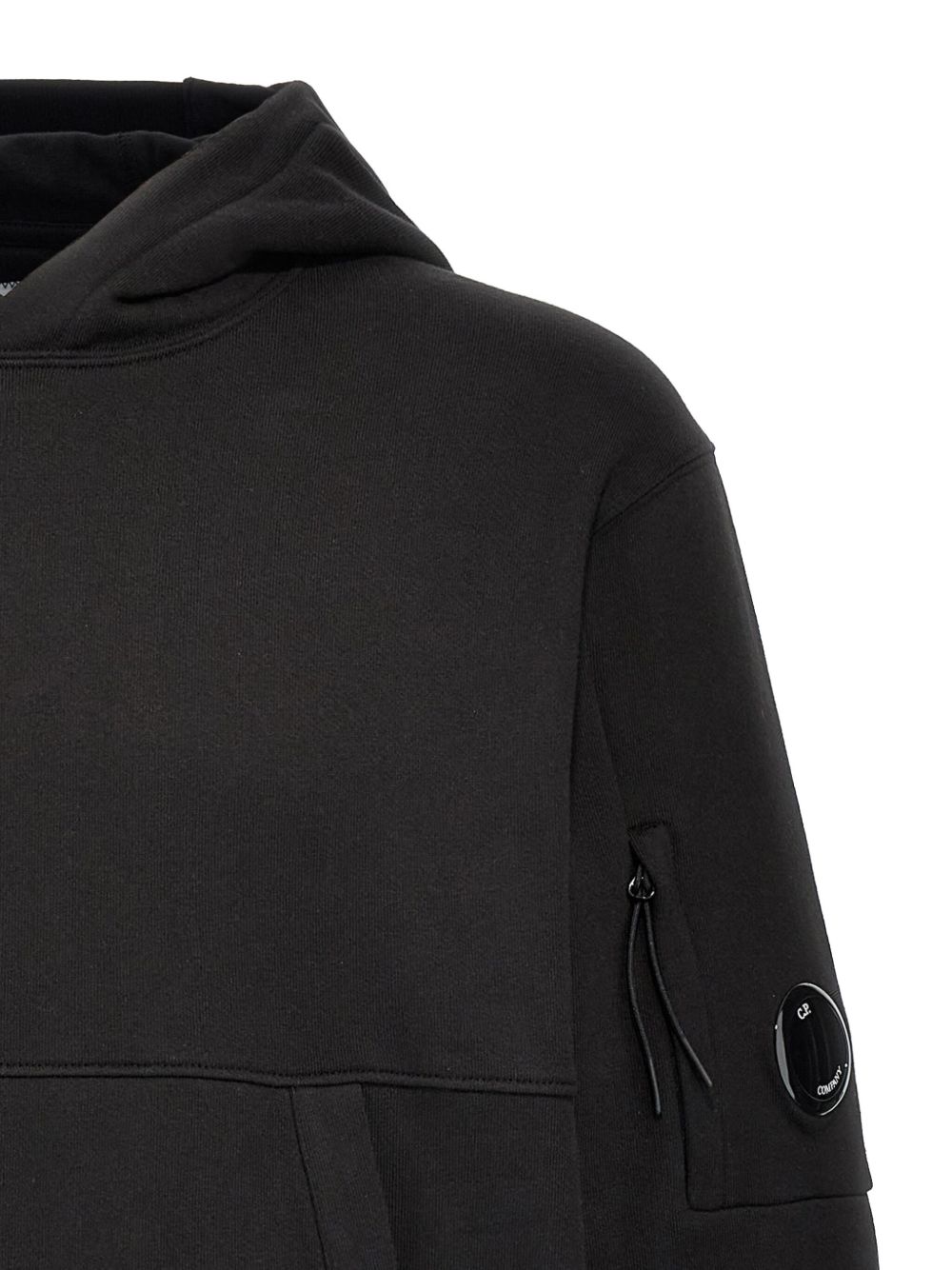 C.p. Company Sweatshirt Hooded In Diagonal Raised Fleece In Black