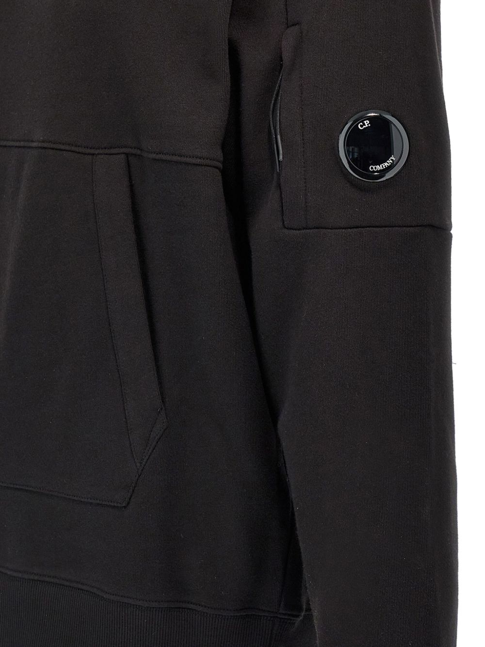 C.p. Company Sweatshirt Hooded In Diagonal Raised Fleece In Black