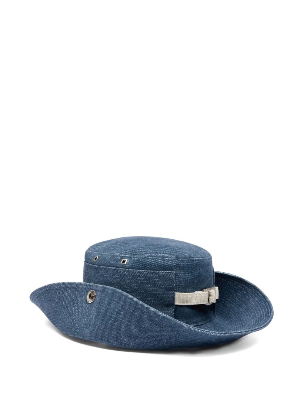 Jacquemus Wide Brim Hat With Button And Eyelet In Blue