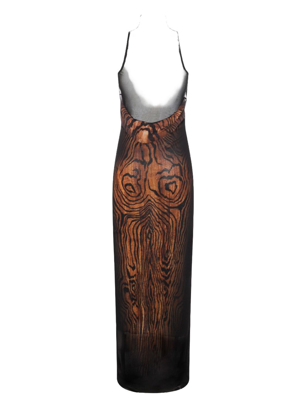 mesh long dress printed wood woman black and brown - JEAN PAUL GAULTIER - d   2