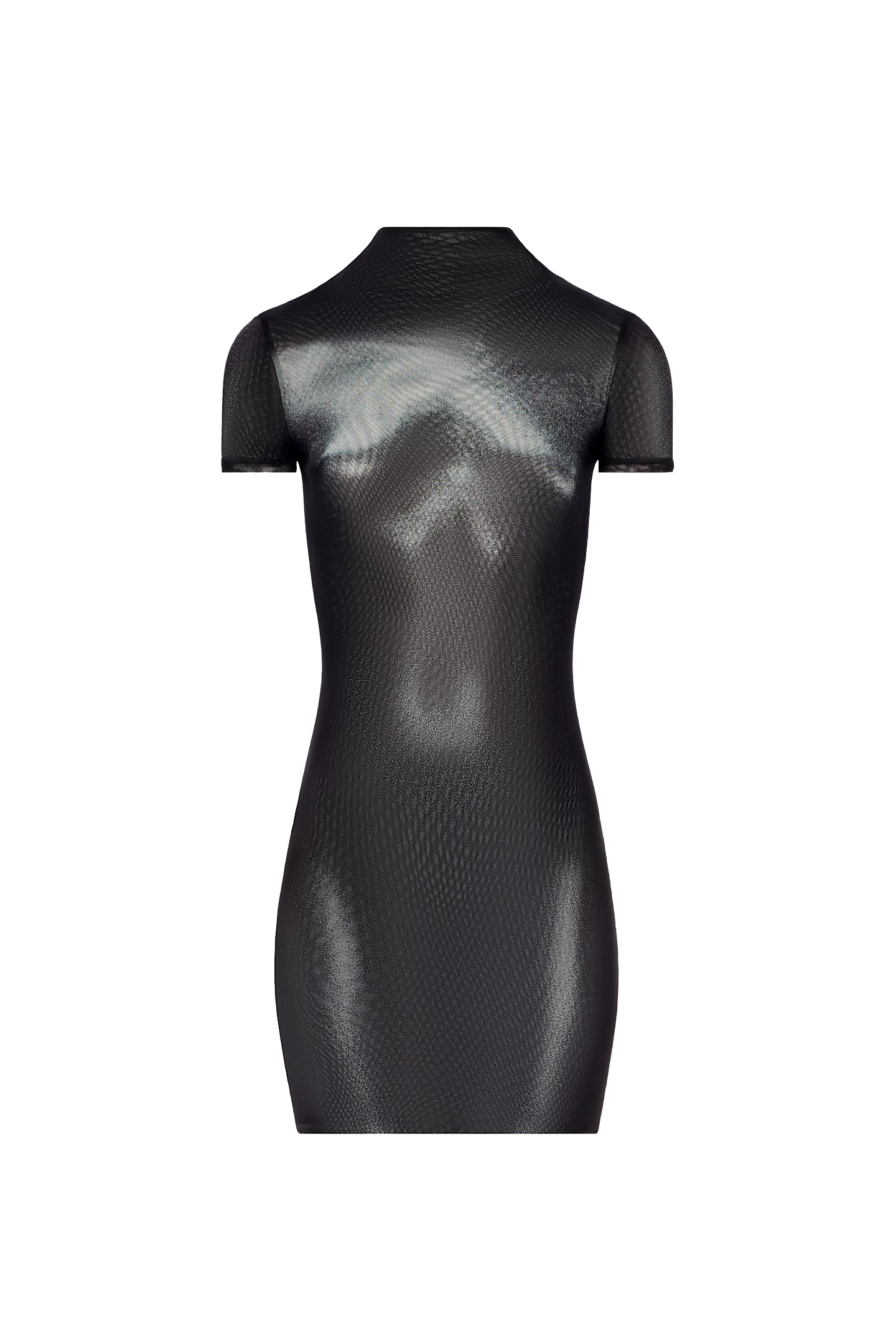 Jean Paul Gaultier Body Dust Mesh Print Short Dress Woman Black And Silver