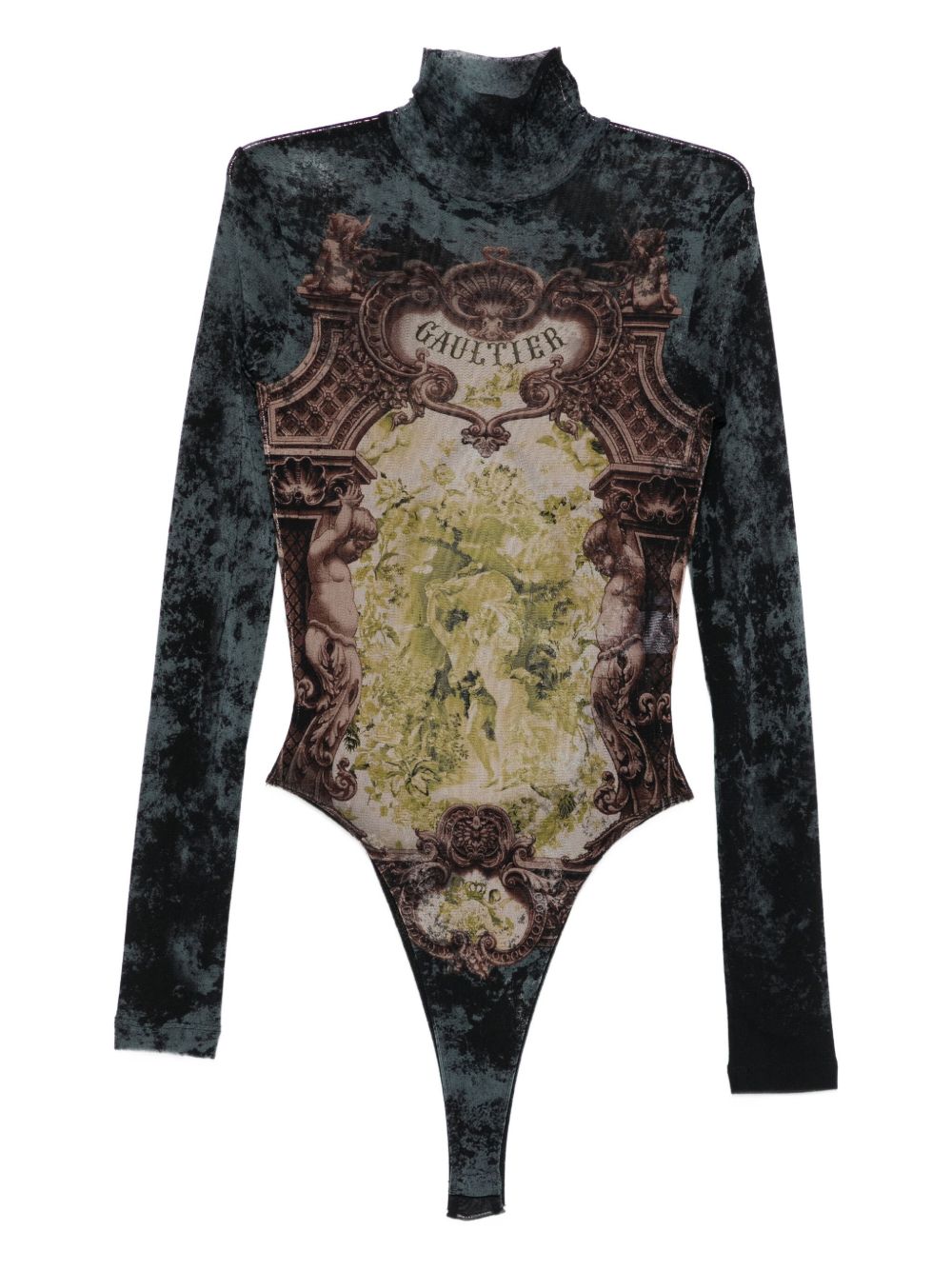 Jean Paul Gaultier Body Mesh Open Back Woman Black And Blue