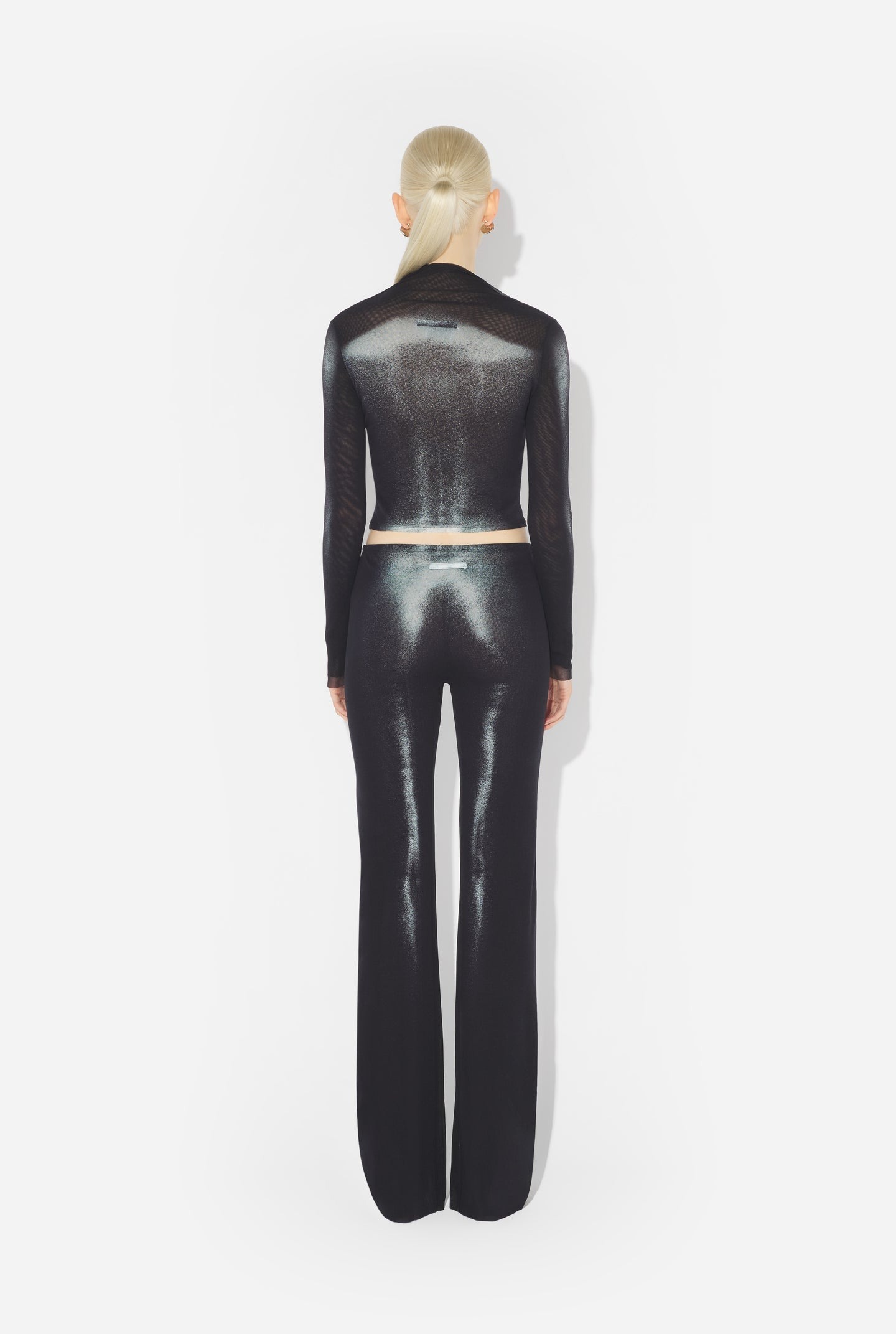 Jean Paul Gaultier Body Dust Crop Top Woman Black And Silver In Black