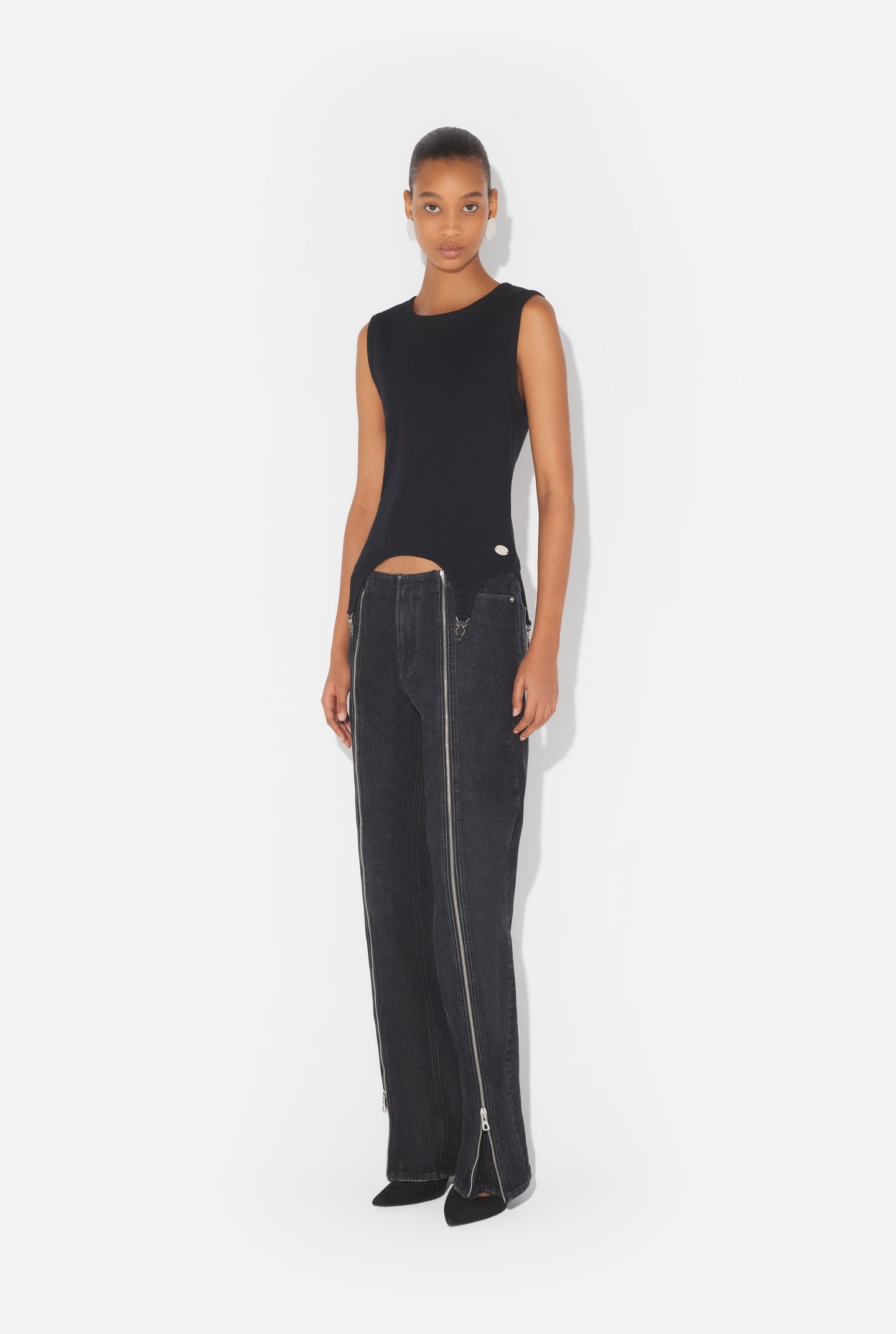 Jean Paul Gaultier Women Top With Garter Detail In Black