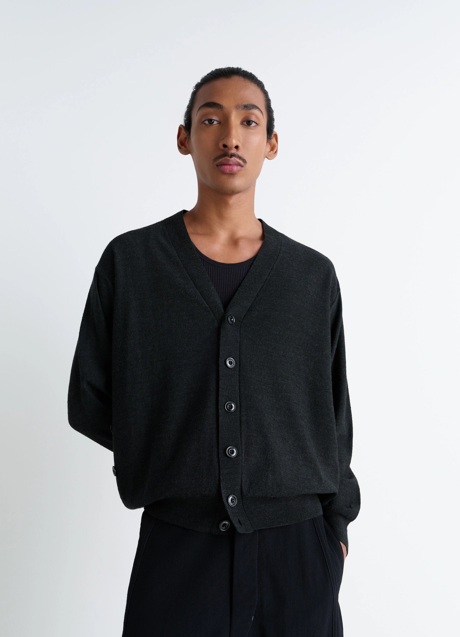 Lemaire Relaxed Twisted Cardigan Woman Anthracite In Black