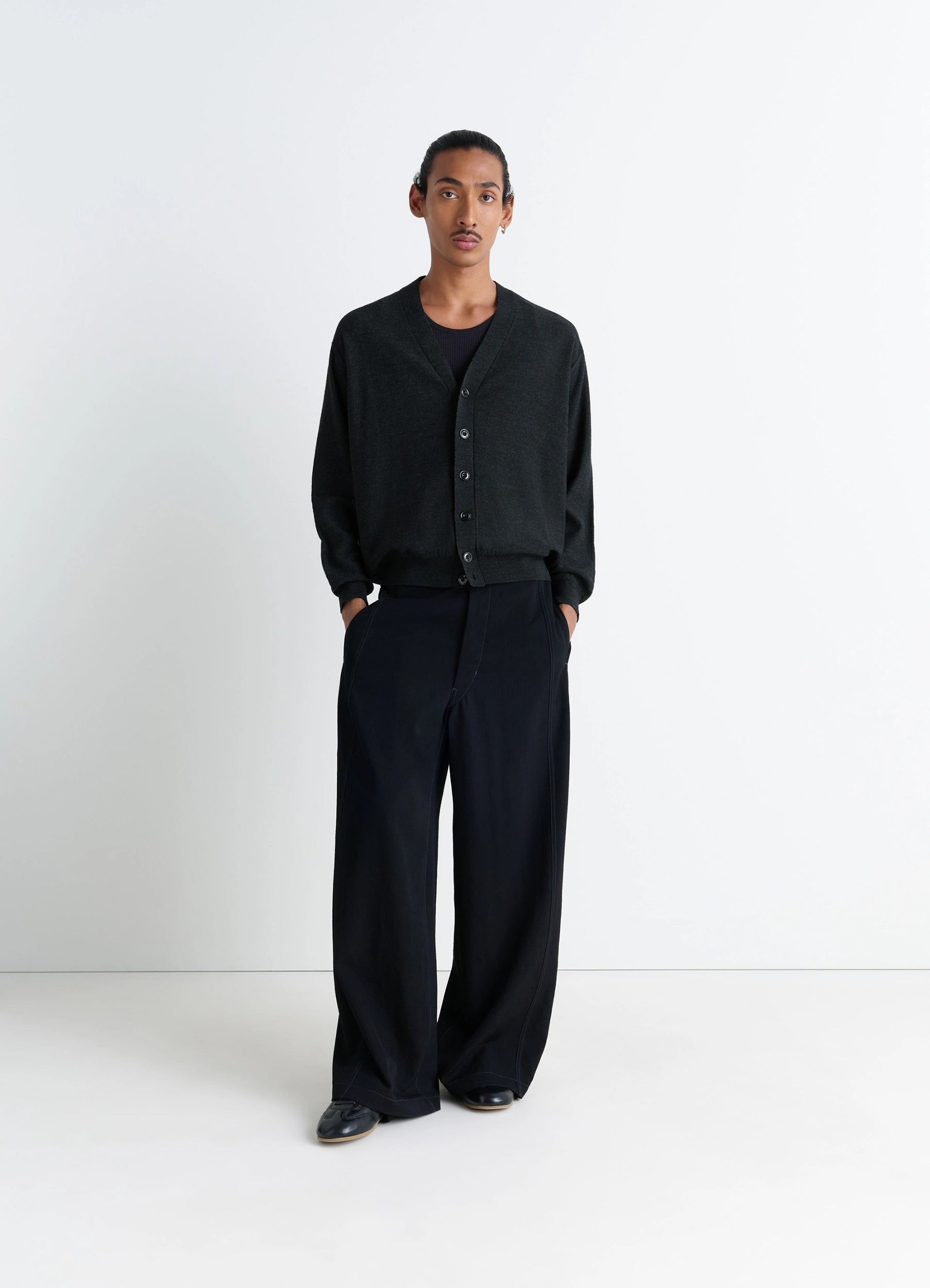 Lemaire Relaxed Twisted Cardigan Woman Anthracite In Black