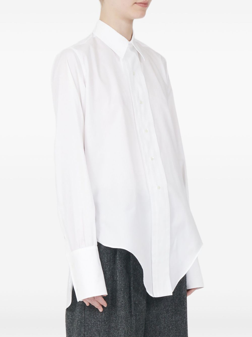 Maison Margiela Long Sleeved Shirtwoman White In White