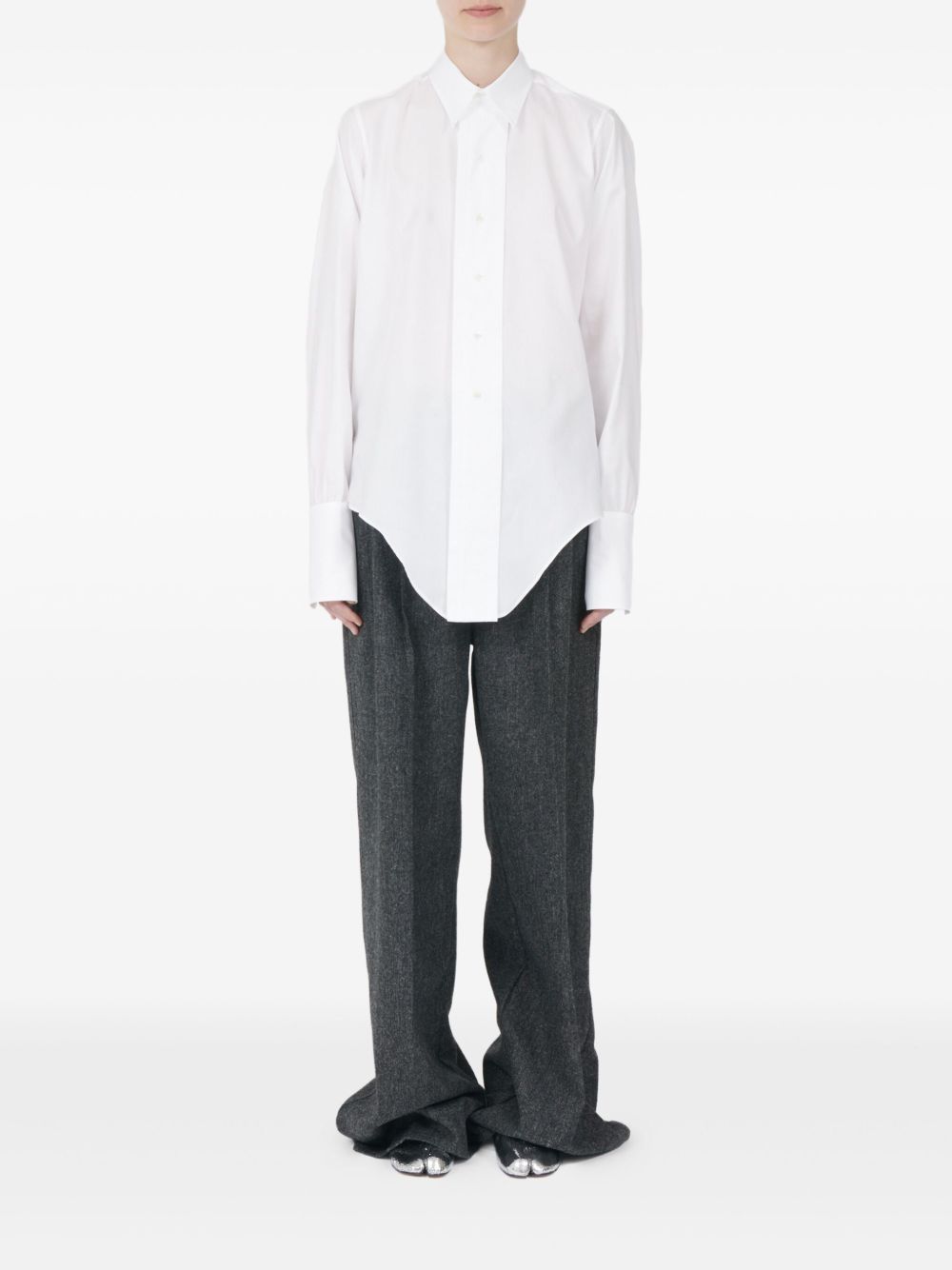 Maison Margiela Long Sleeved Shirtwoman White In White