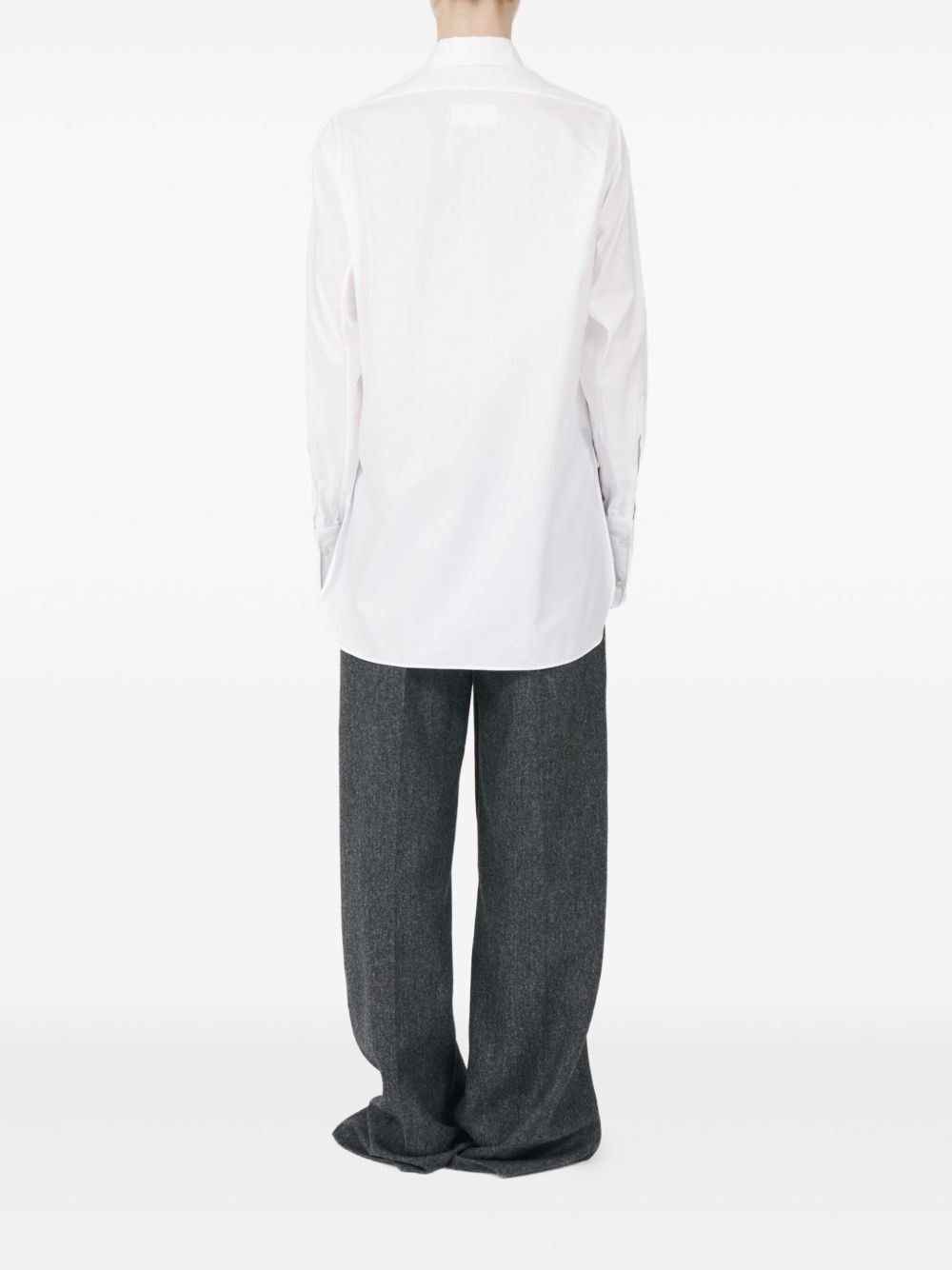 Maison Margiela Long Sleeved Shirtwoman White In White