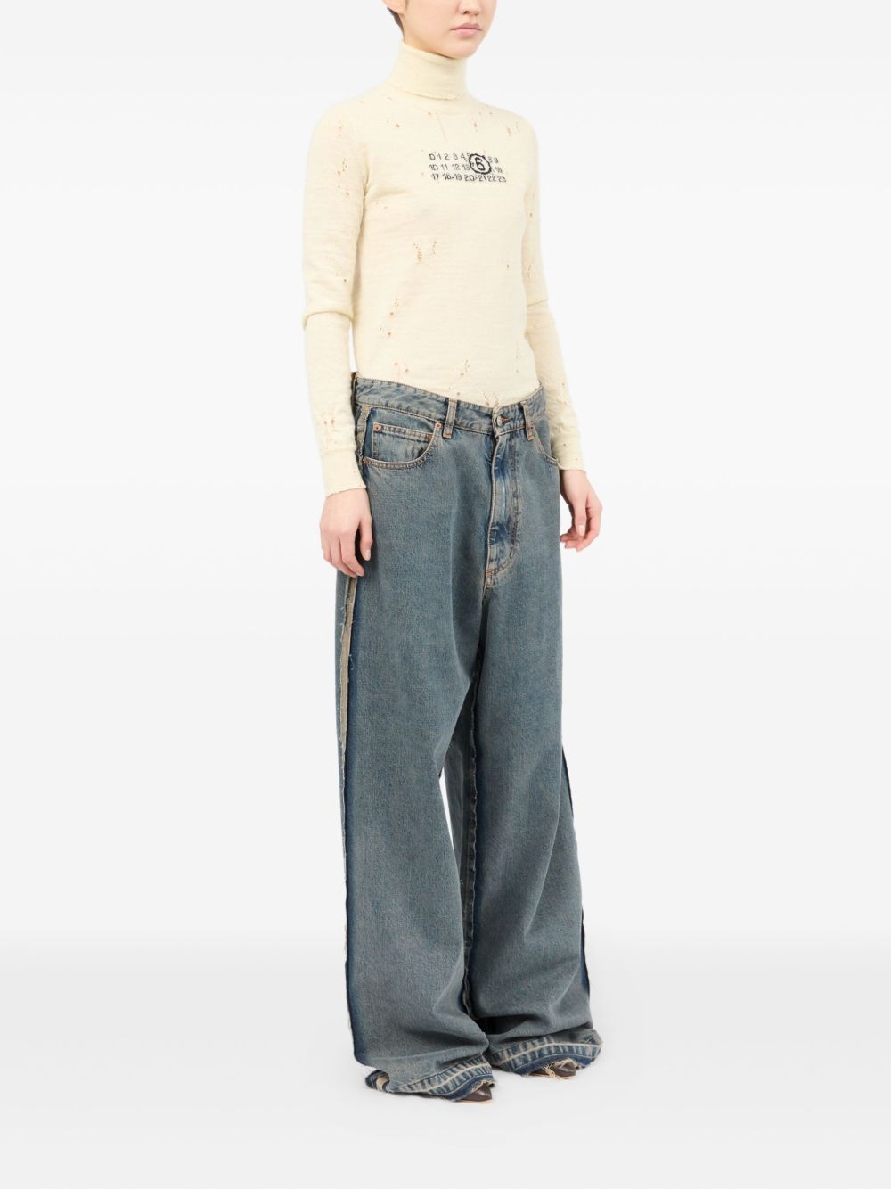 Mm6 Maison Margiela Wide Leg Jeans Woman Blu In Blue