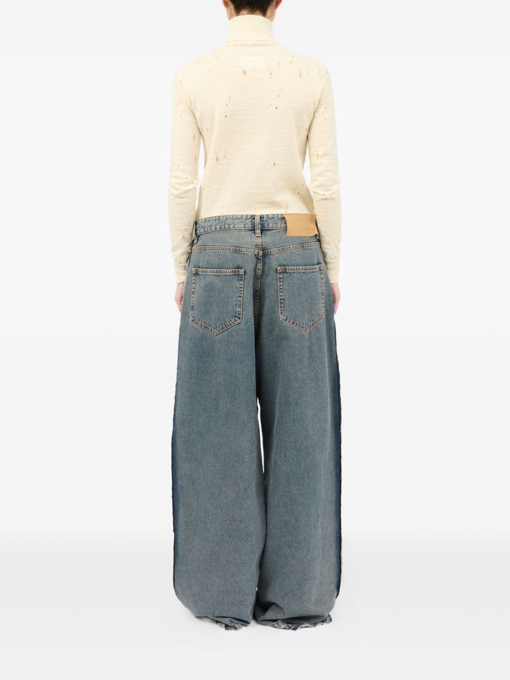 Mm6 Maison Margiela Wide Leg Jeans Woman Blu In Blue