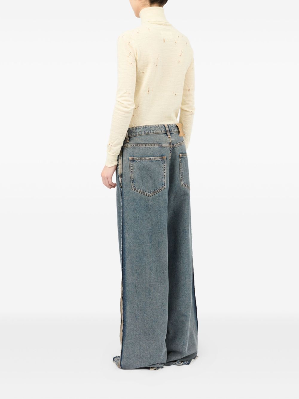 Mm6 Maison Margiela Wide Leg Jeans Woman Blu In Blue