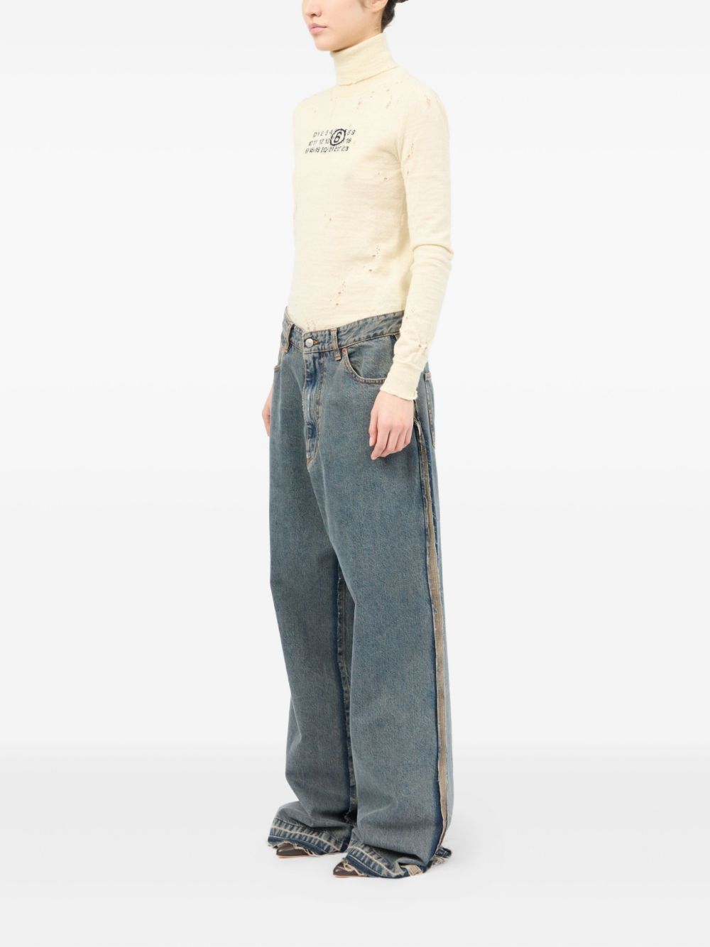 Mm6 Maison Margiela Wide Leg Jeans Woman Blu In Blue