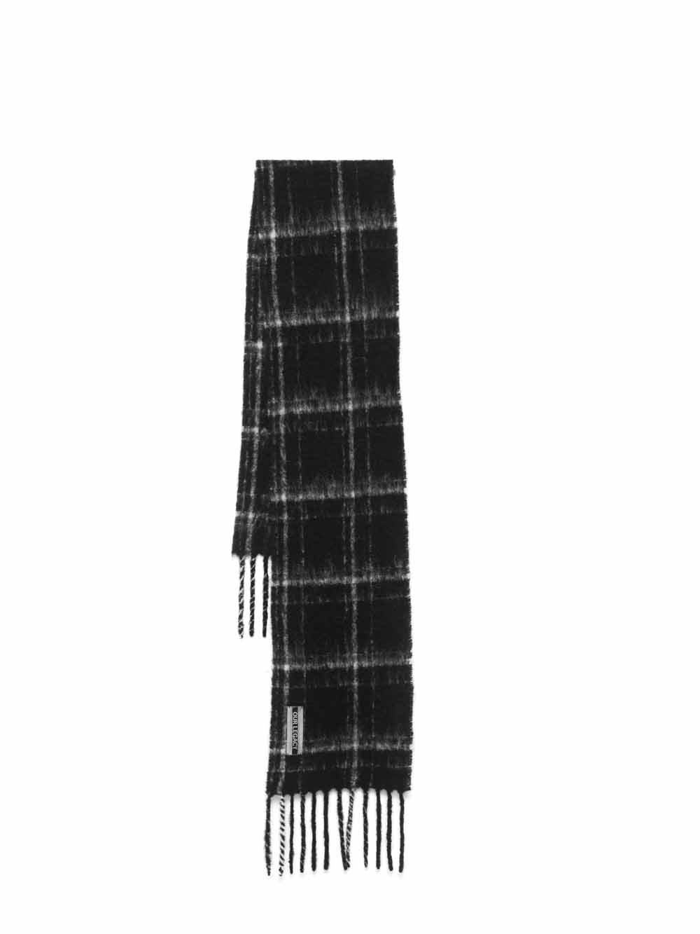 Our Legacy Fringed Plaid Scarf Soft Texture In Black