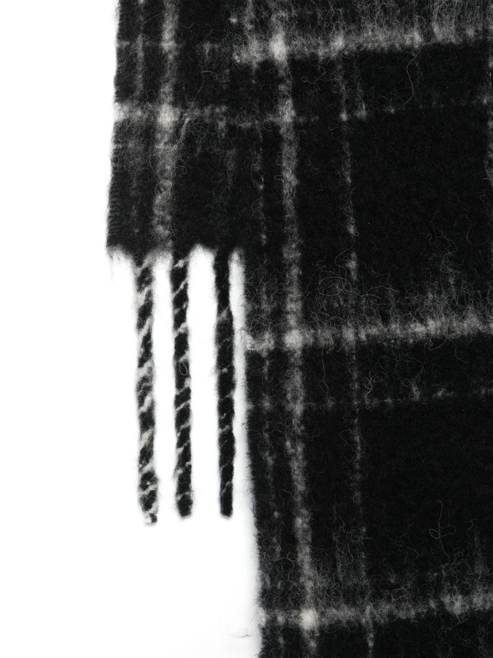 Our Legacy Fringed Plaid Scarf Soft Texture In Black