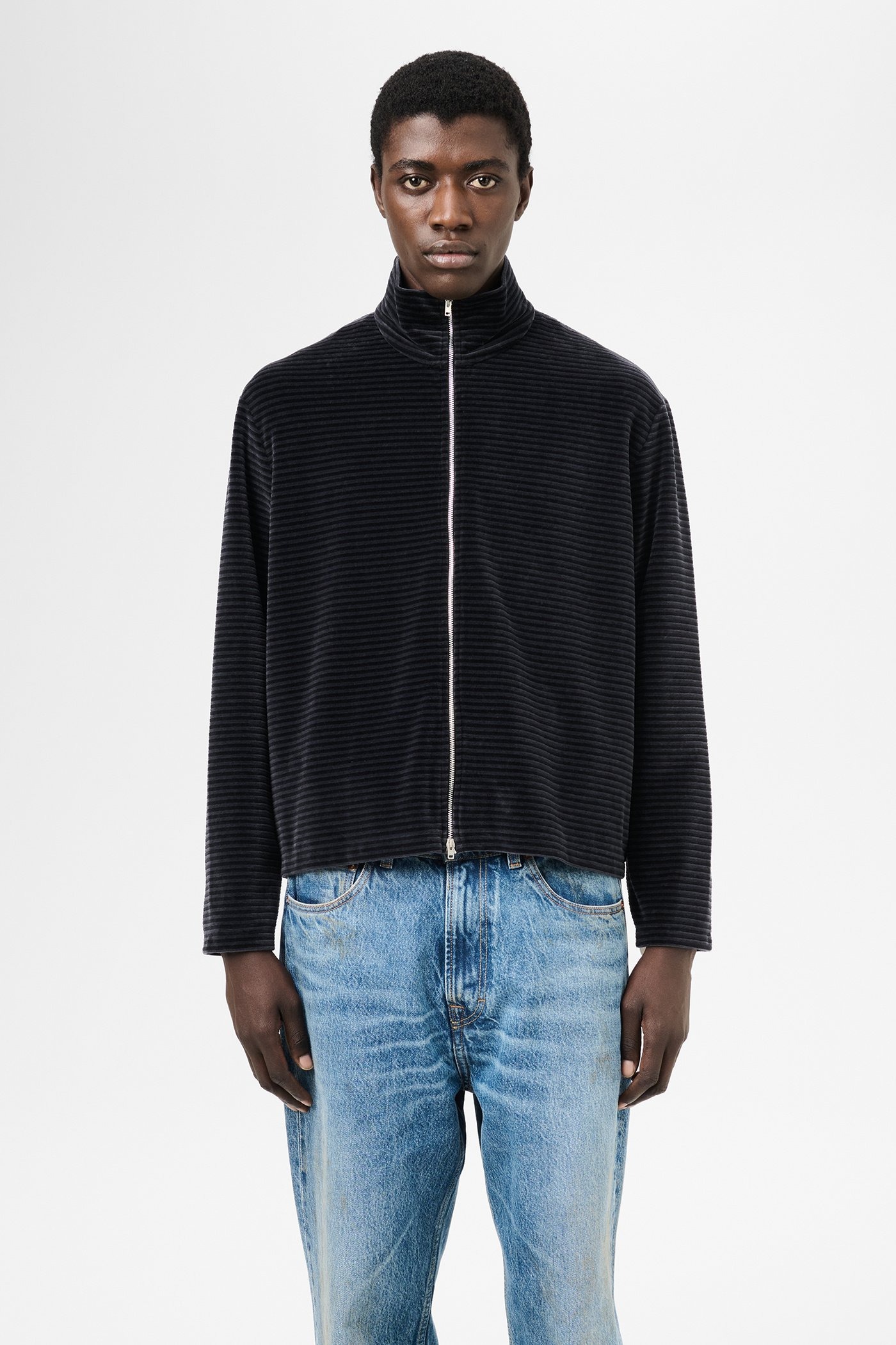 Our Legacy Shrunken Fullzip Polo In Black