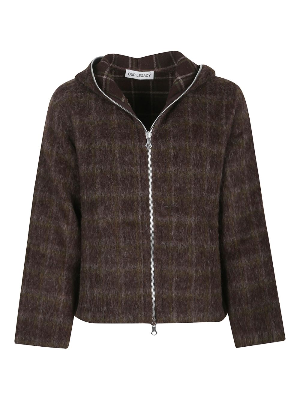 Our Legacy Checkered Knitwear With Hood And Long Sleeves In Brown