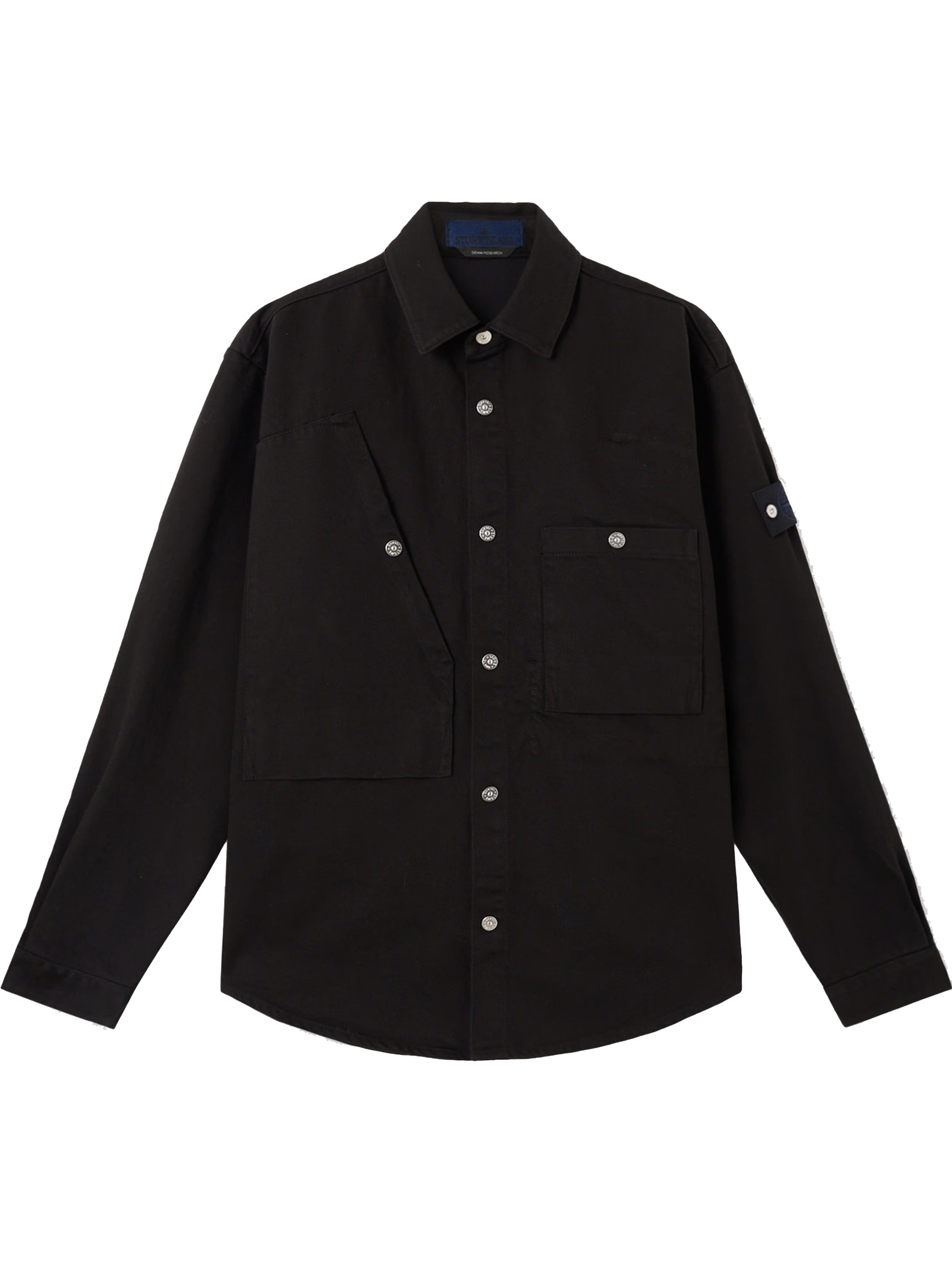 Stone Island Bull Denim-tc Shirt In Black