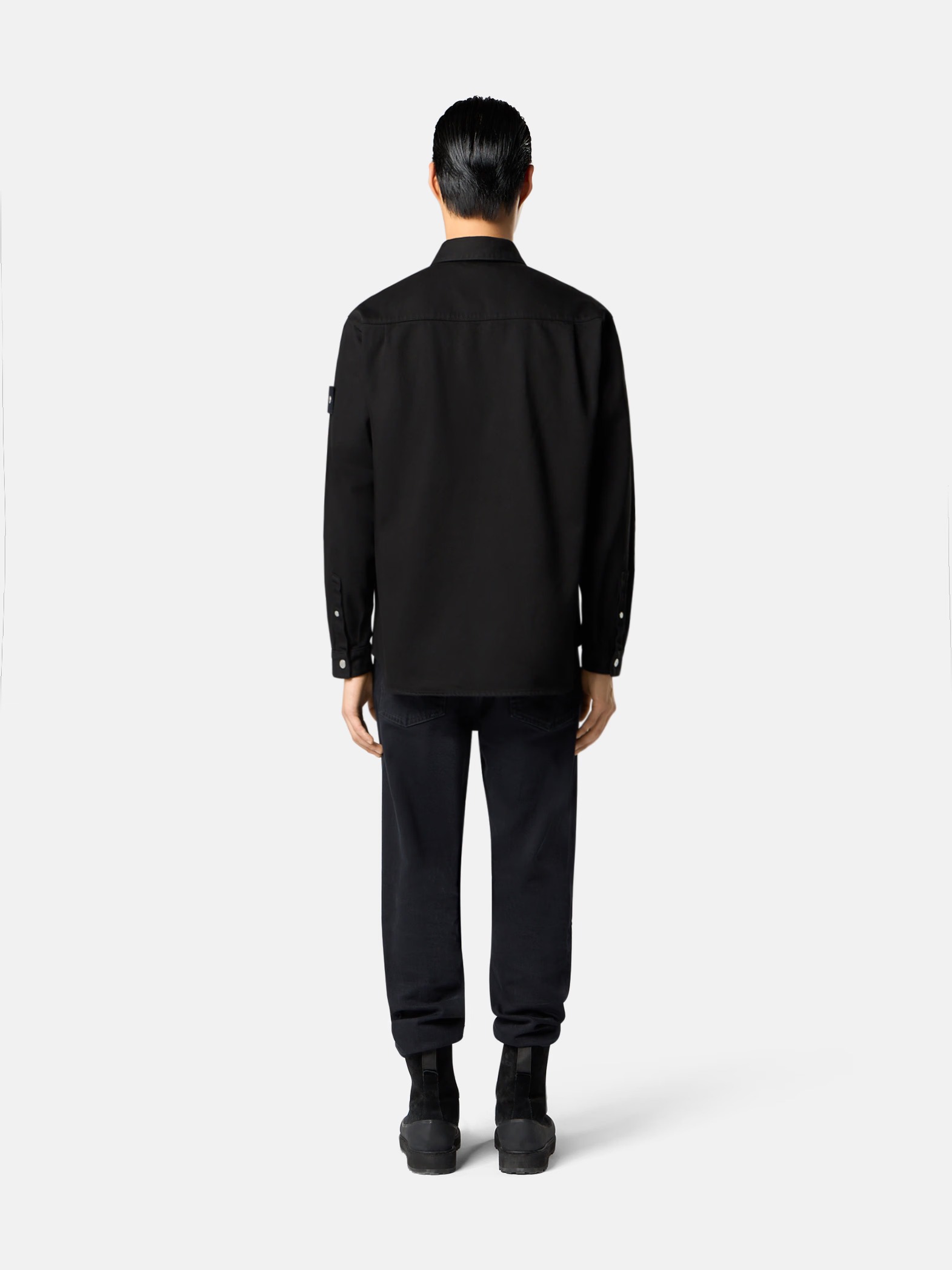 Stone Island Bull Denim-tc Shirt In Black