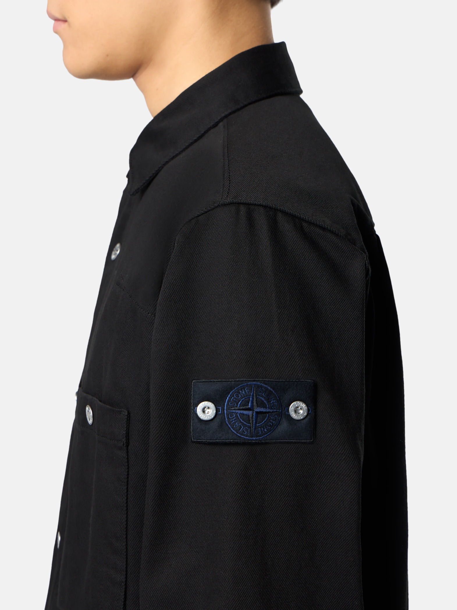 Stone Island Bull Denim-tc Shirt In Black