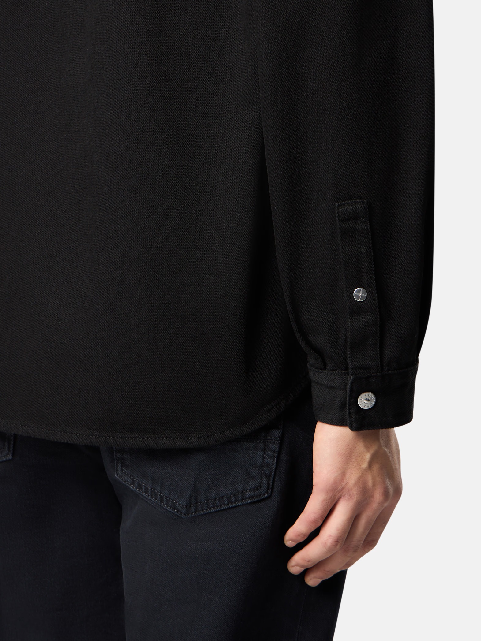 Stone Island Bull Denim-tc Shirt In Black