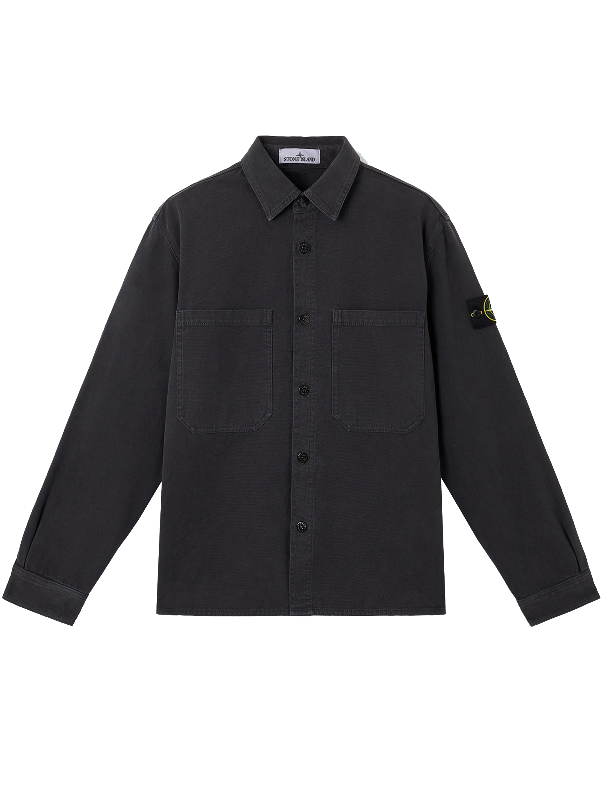 Stone Island Organic Panama Cotton Old Effect In Black