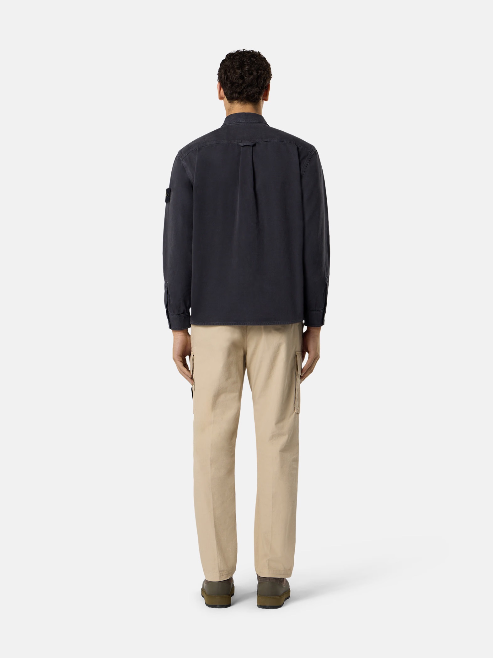 Stone Island Organic Panama Cotton Old Effect In Black