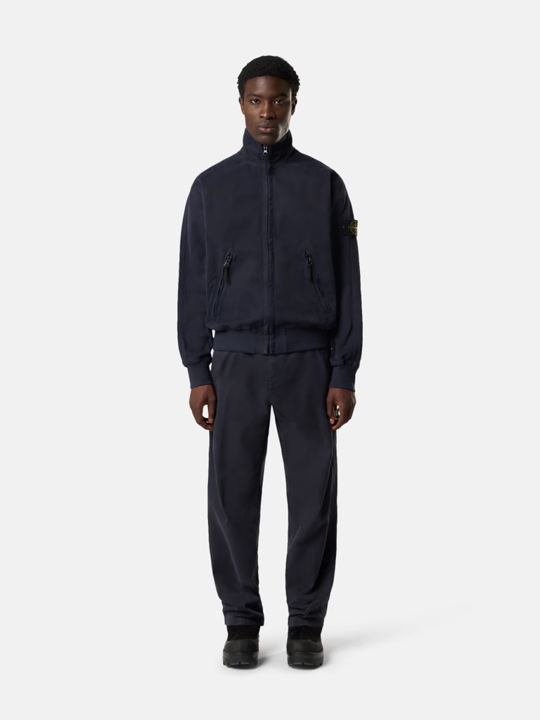Stone Island Organic Panama Cotton Old Effect Pants In Black