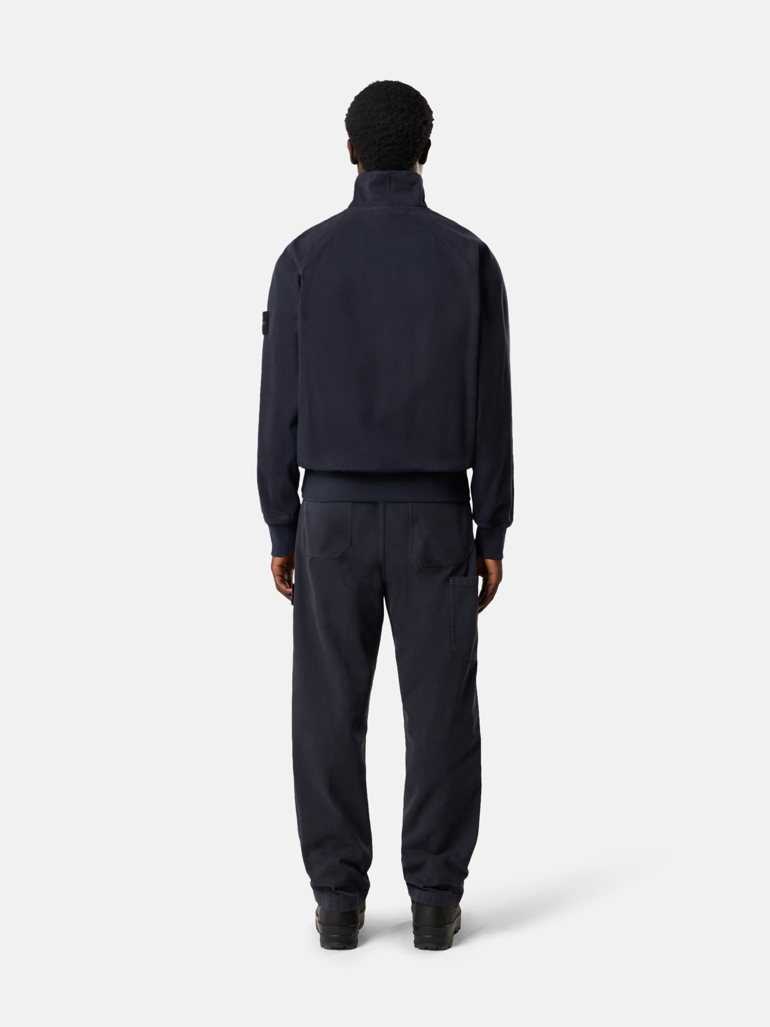 Stone Island Organic Panama Cotton Old Effect Pants In Black